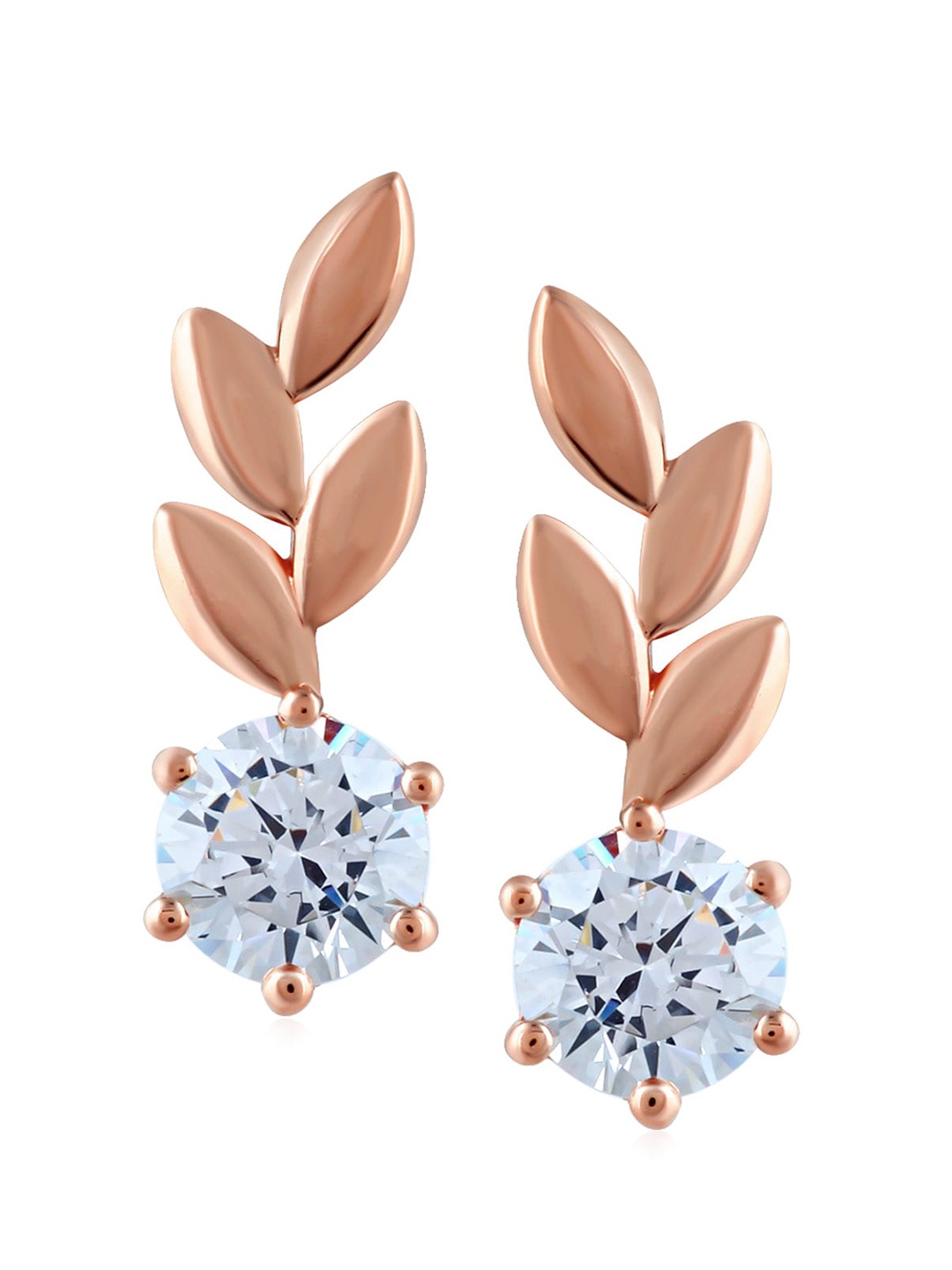 

LA SOULA Rose Gold & White Contemporary Drop Earrings