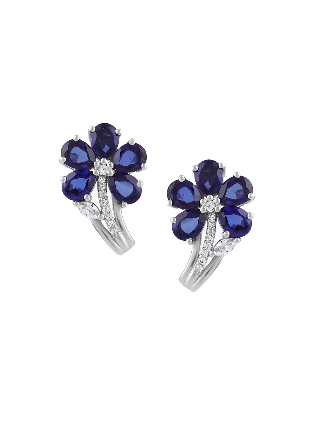 

LA SOULA Rhodium Plated Blue Contemporary Studs Earrings
