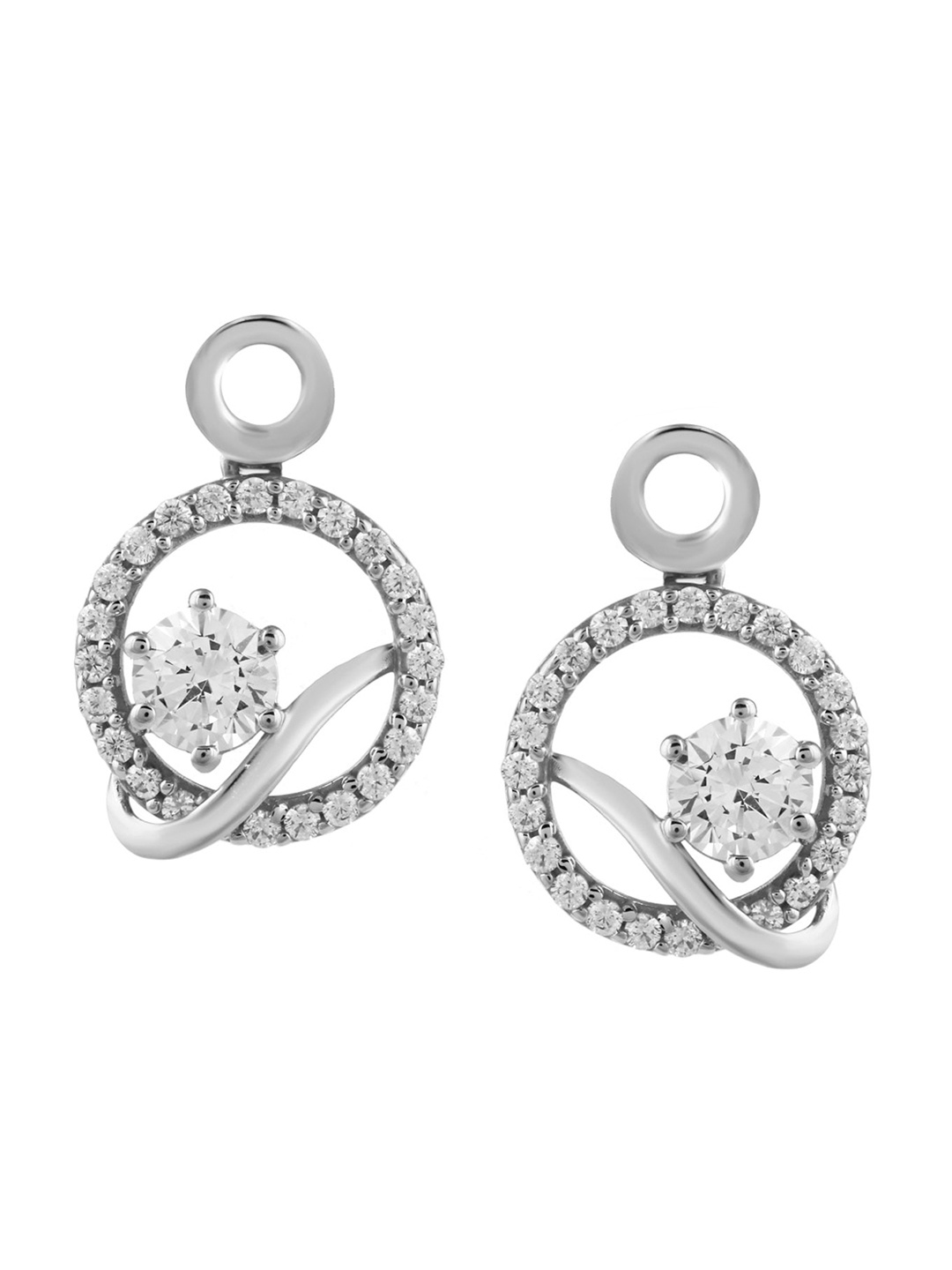 

LA SOULA Rhodium-Plated White Contemporary Drop Earrings