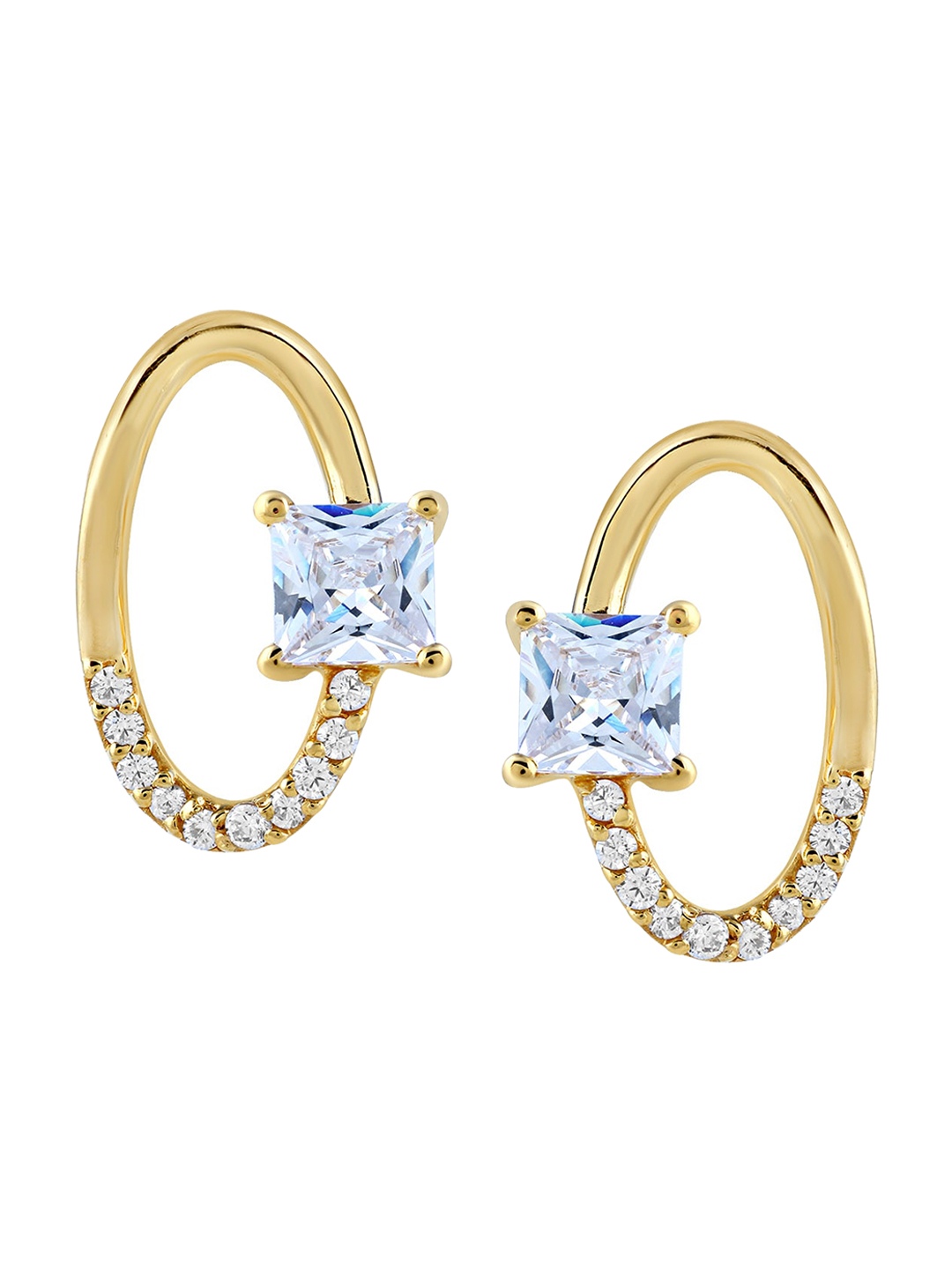 

LA SOULA Gold-Plated & White 925 Sterling Silver Cubic Zirconia Studs Earrings