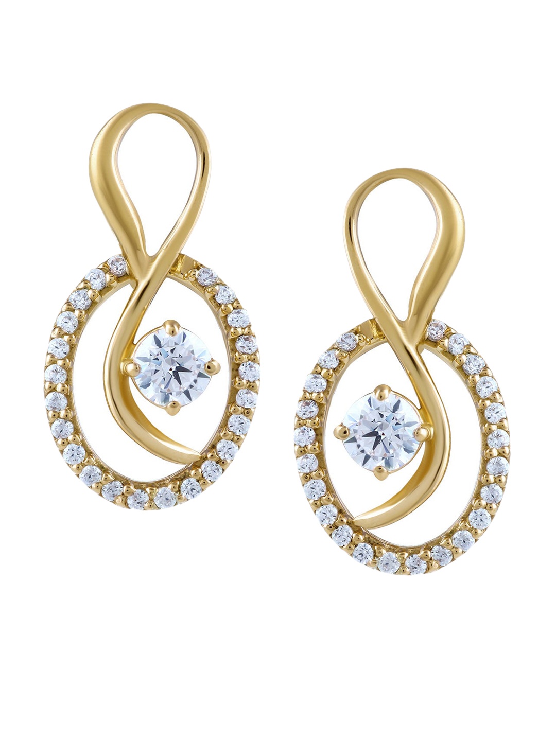 

LA SOULA Gold-Plated & White Contemporary Drop Earrings