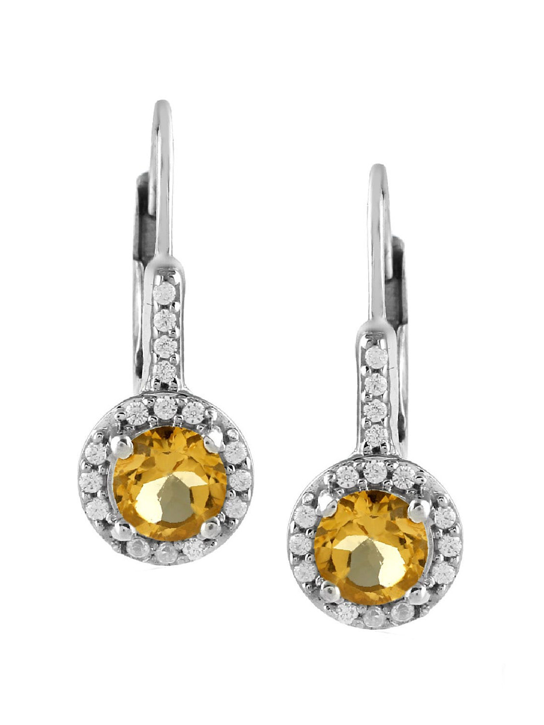 

LA SOULA Rhodium Plated Yellow Contemporary Drop Earrings
