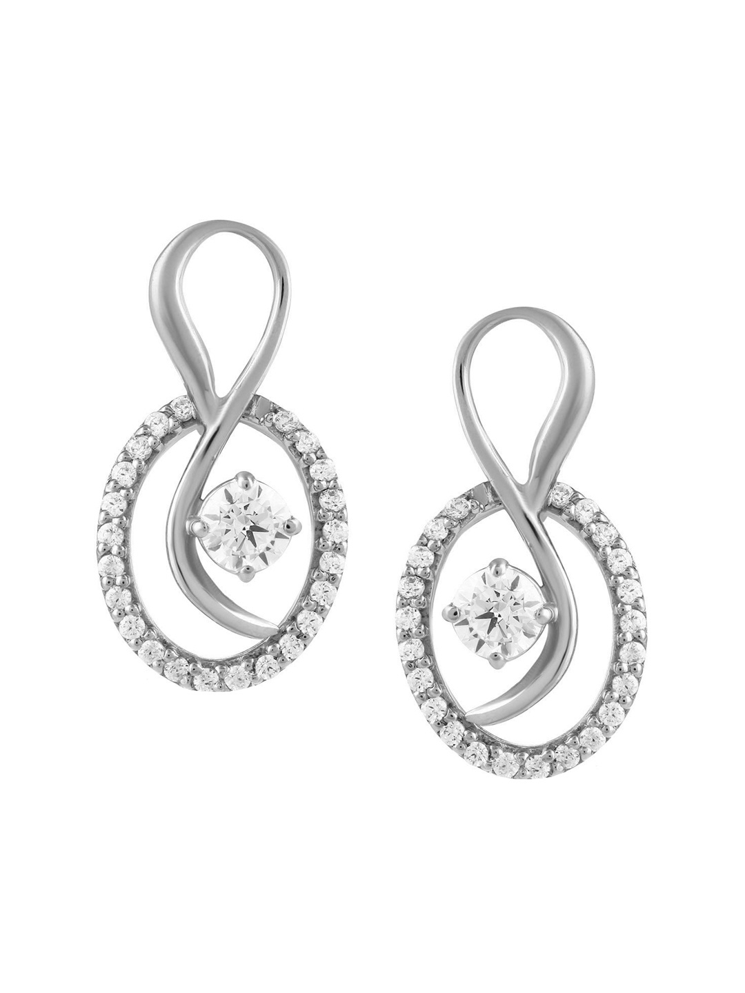 

LA SOULA Rhodium Plated White Contemporary Drop Earrings
