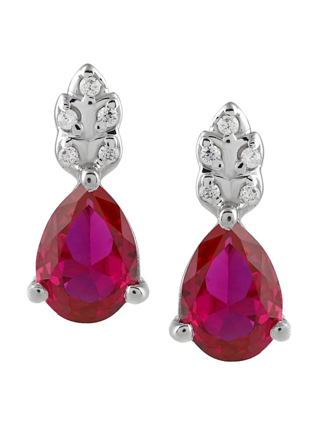 

LA SOULA Silver-Plated Red Contemporary Drop Earrings