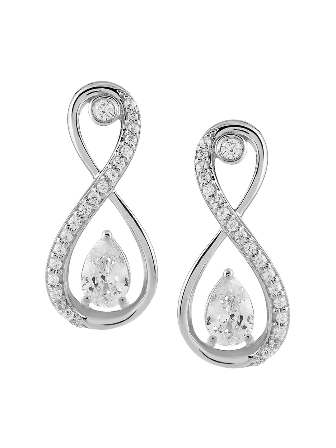 

LA SOULA Rhodium Plated White Contemporary Drop Earrings