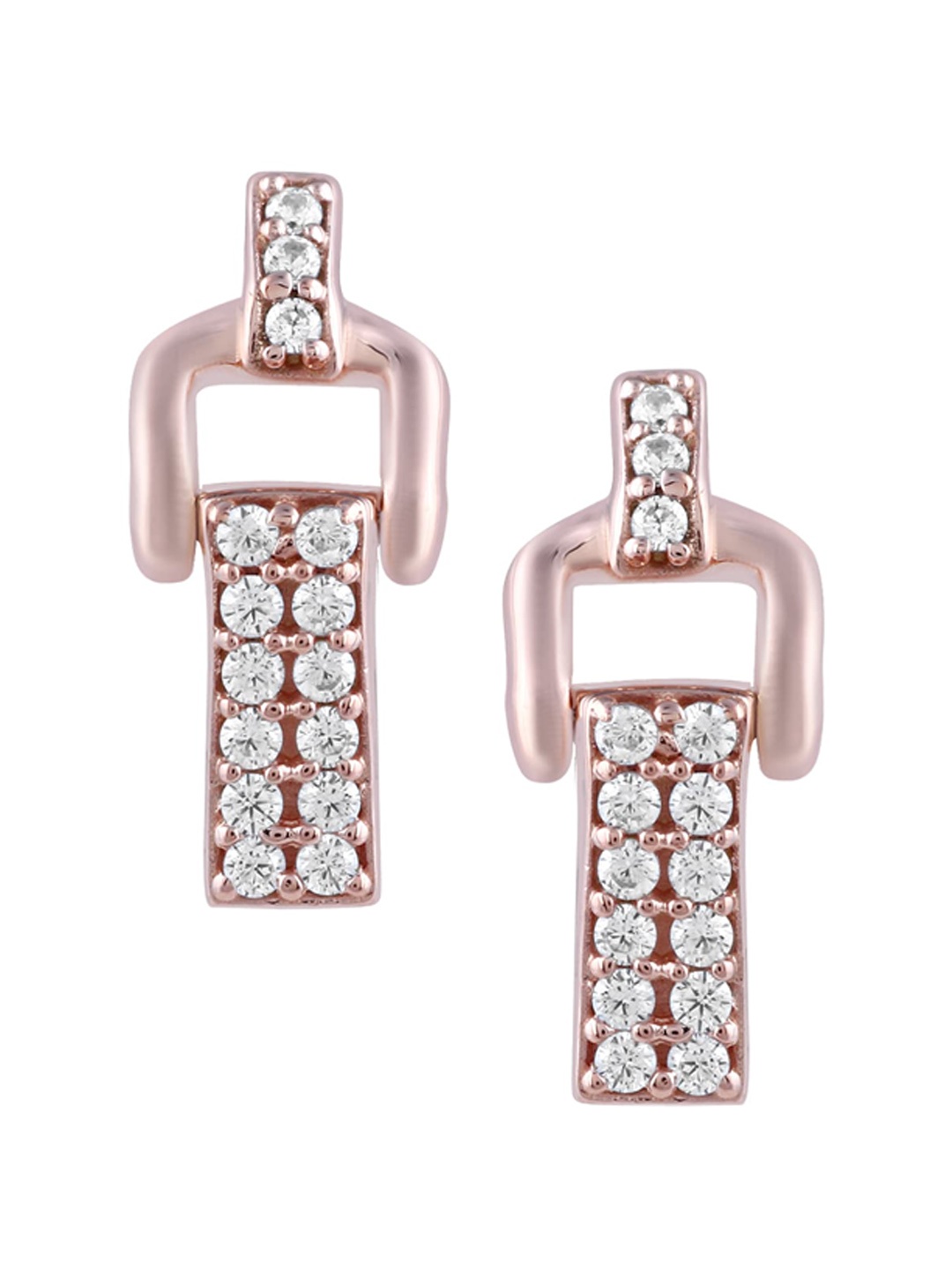 

LA SOULA Rose Gold-Plated Rose-Tonned Contemporary Drop Earrings