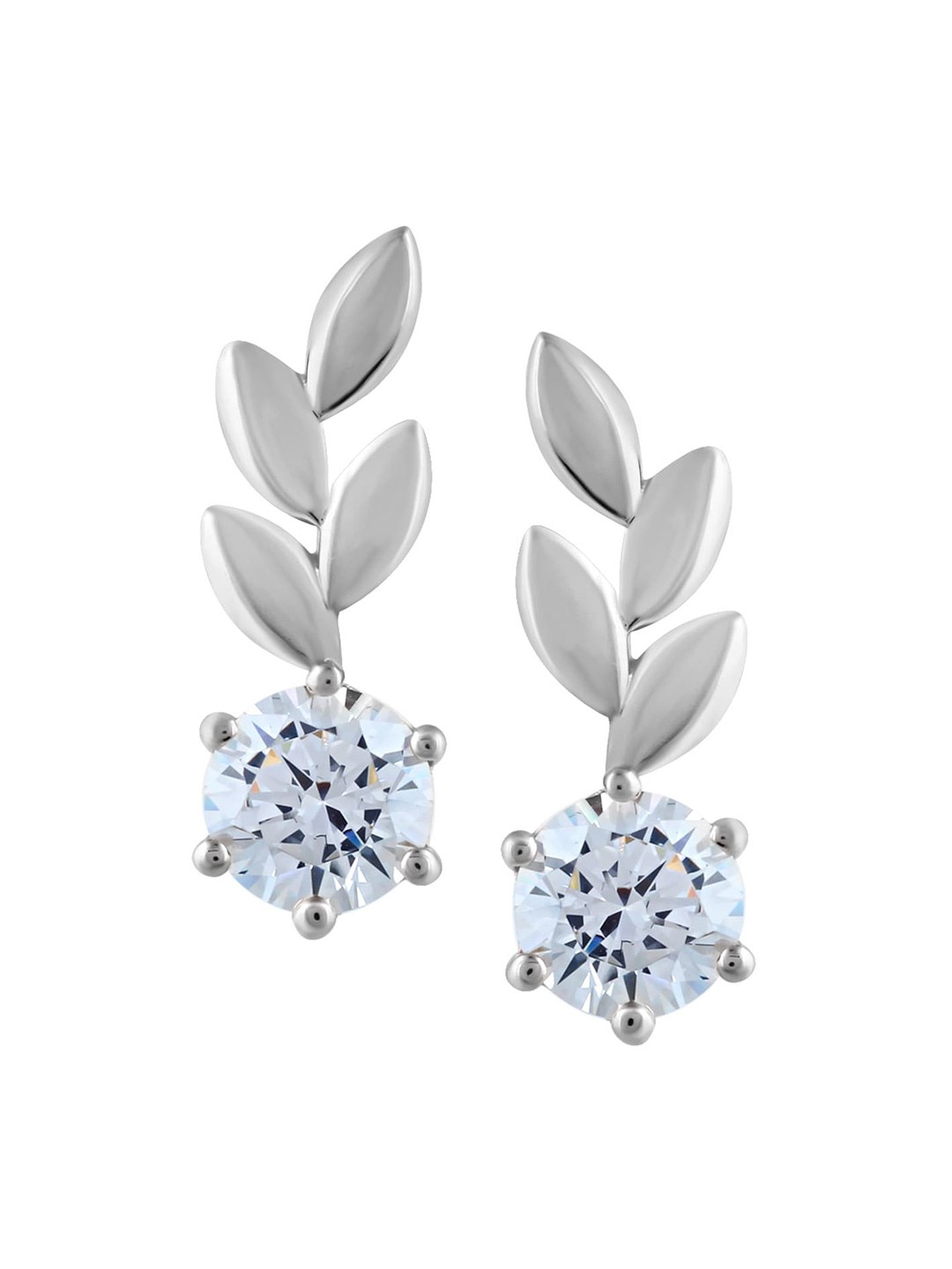 

LA SOULA Rhodium-Plated White Contemporary Studs Earrings