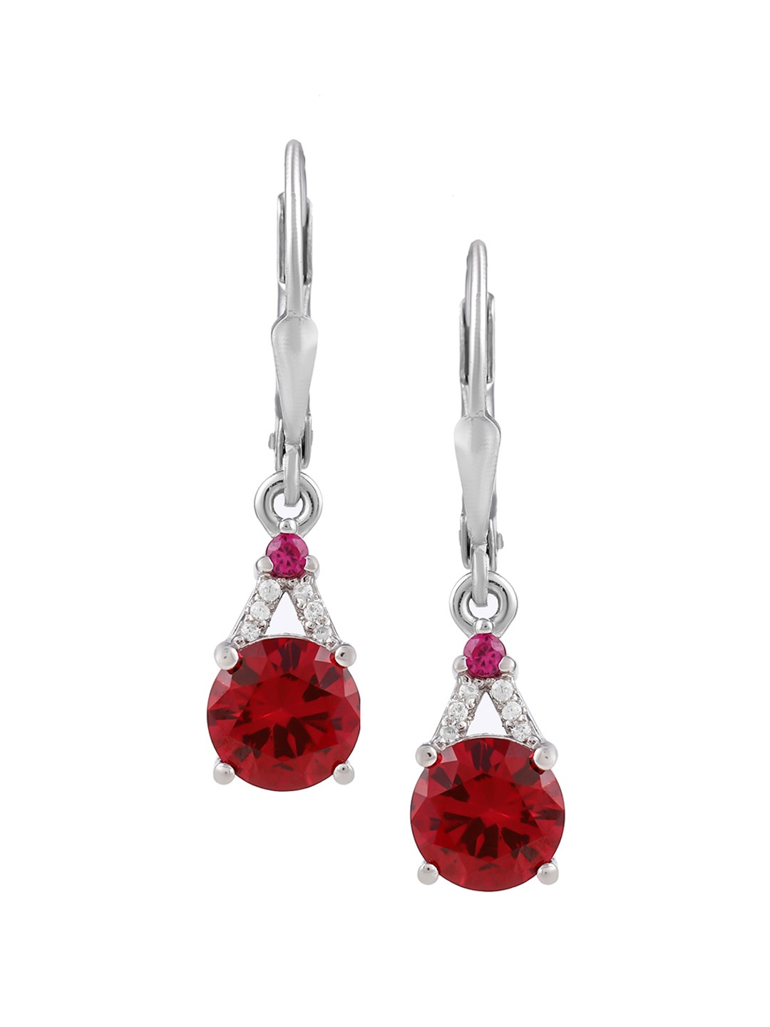 

LA SOULA Red-Toned & Rhodium-Plated Contemporary Handcrafted Drop Earrings