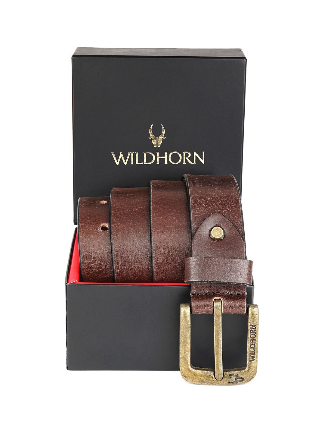 

WildHorn Men Brown Textured Leather Casual Belt