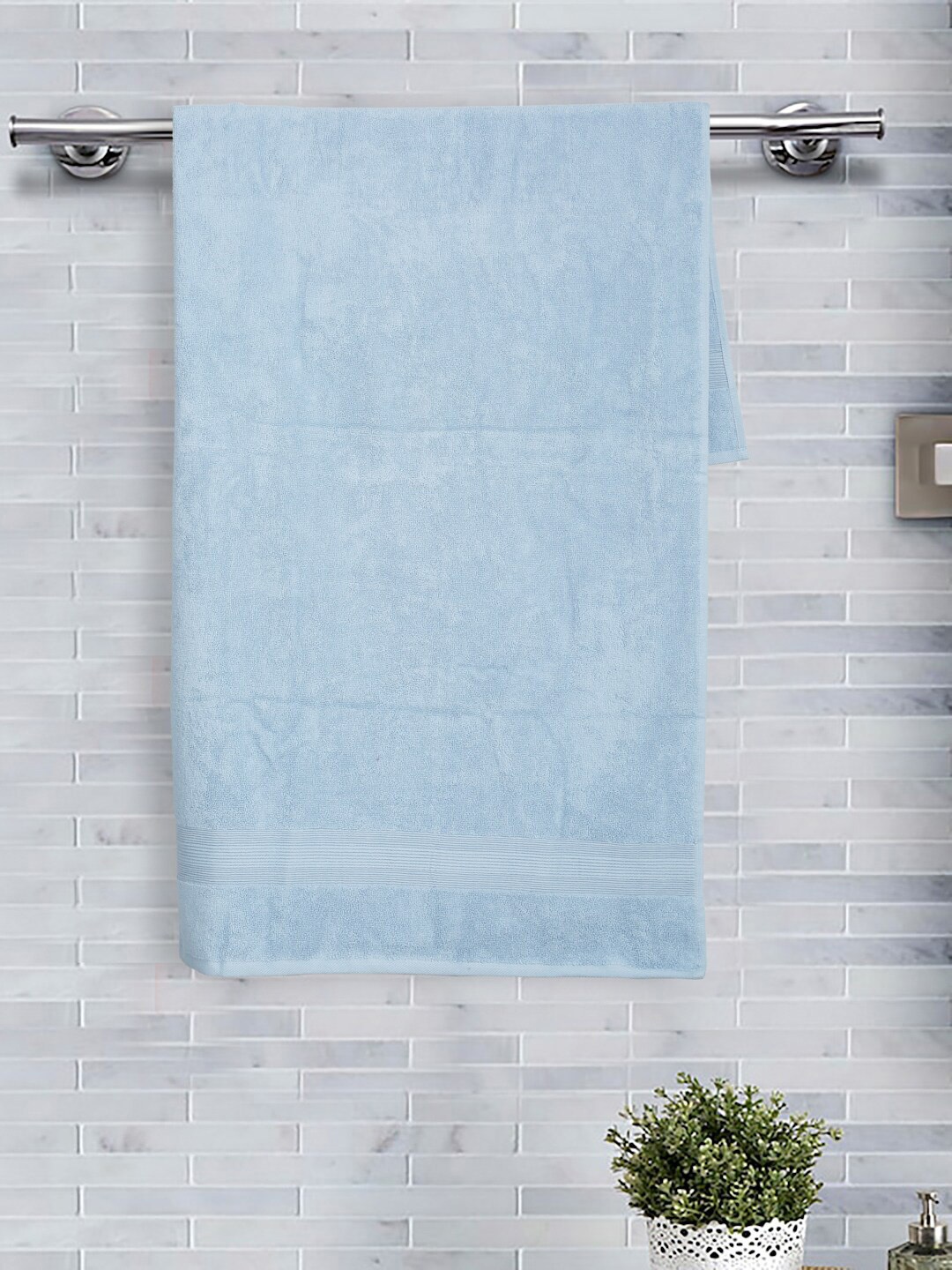 

Fabindia Blue Solid 500 GSM Cotton Bath Towel