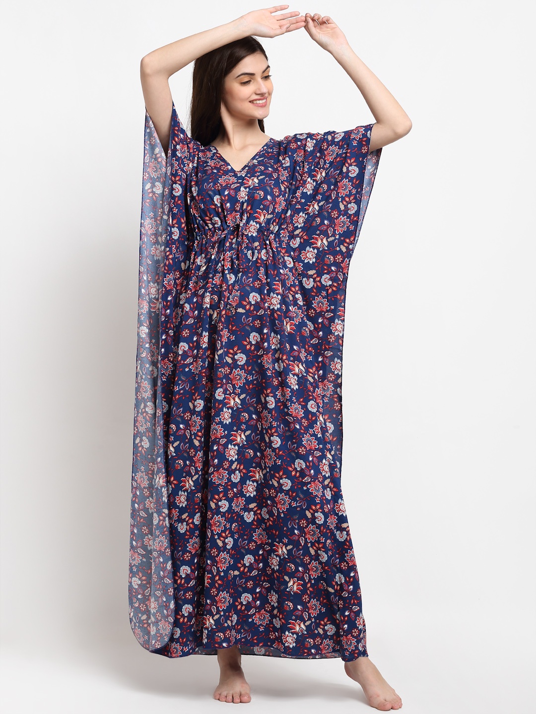 

Claura Blue Printed Maxi Nightdress