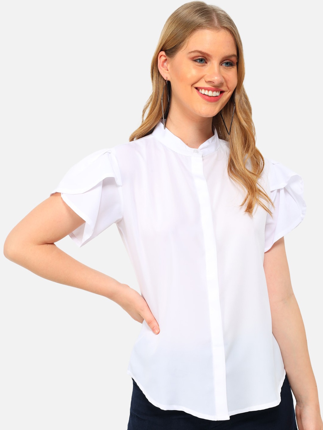 

Trend Arrest Women White Slim Fit Opaque Casual Shirt