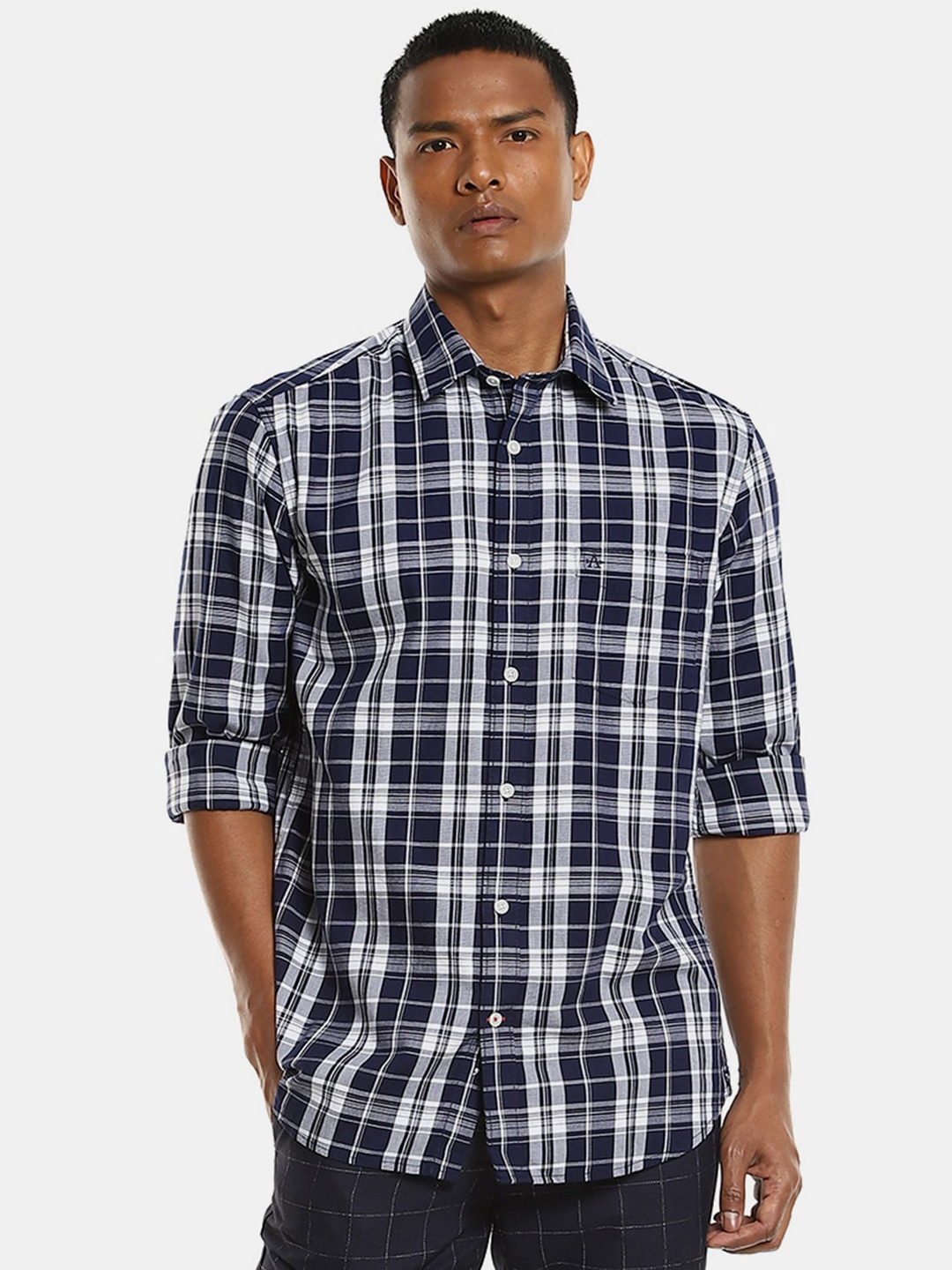 

Arrow Sport Men Blue & White Checked Cotton Casual Shirt