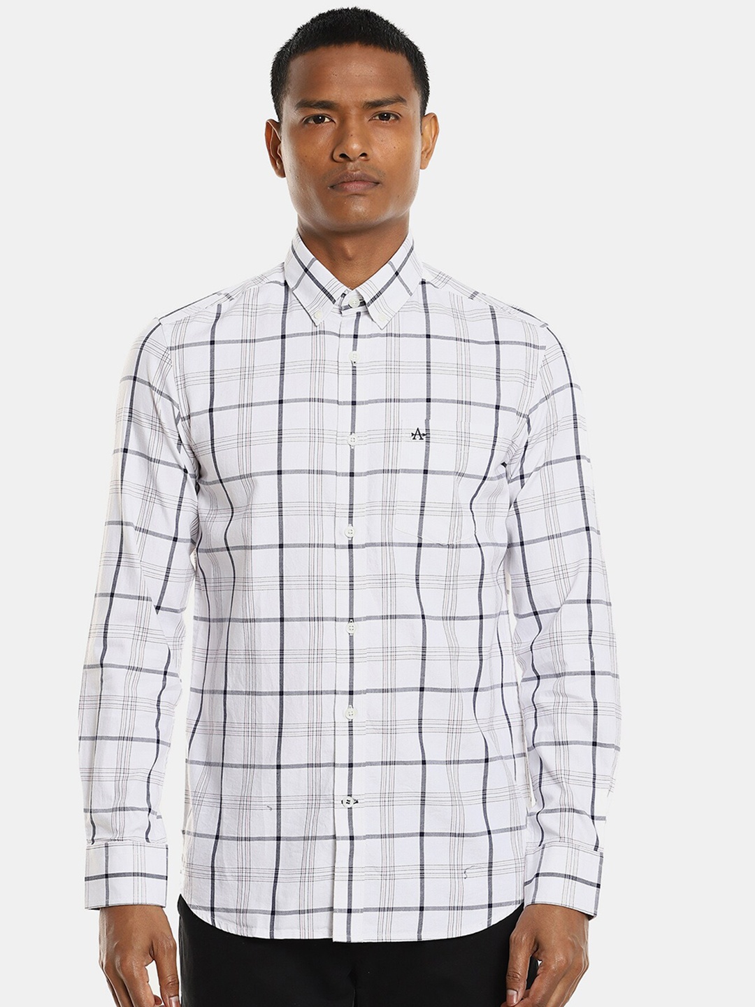 

Arrow Sport Men White & Grey Checked Cotton Casual Shirt