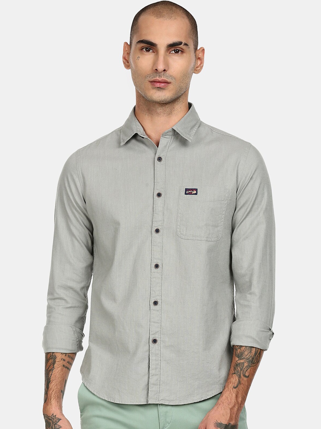 

U.S. Polo Assn. Denim Co. Men Grey Solid Casual Shirt