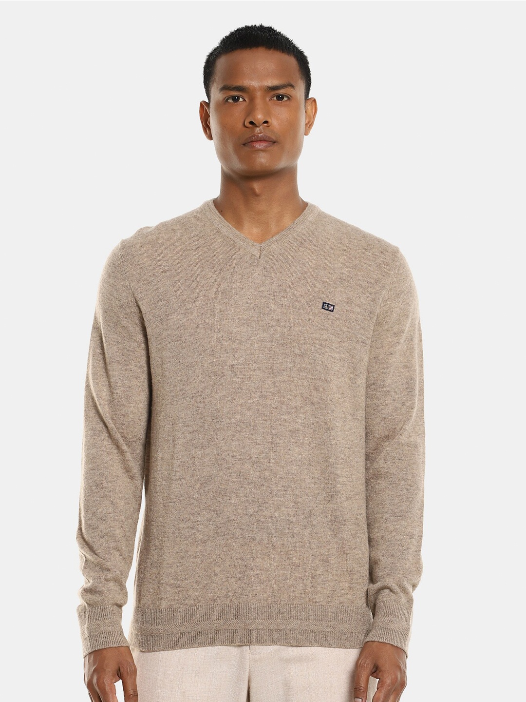 

Arrow Sport Men Khaki Heathered Pullover