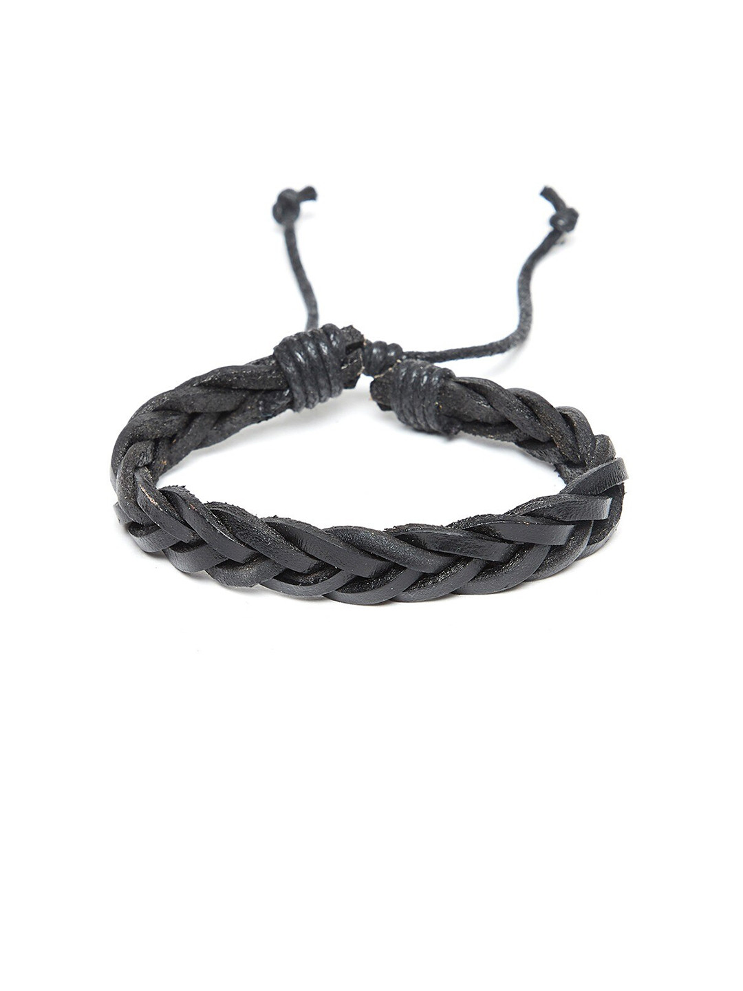 

OOMPH Men Black Leather Handcrafted Wraparound Bracelet