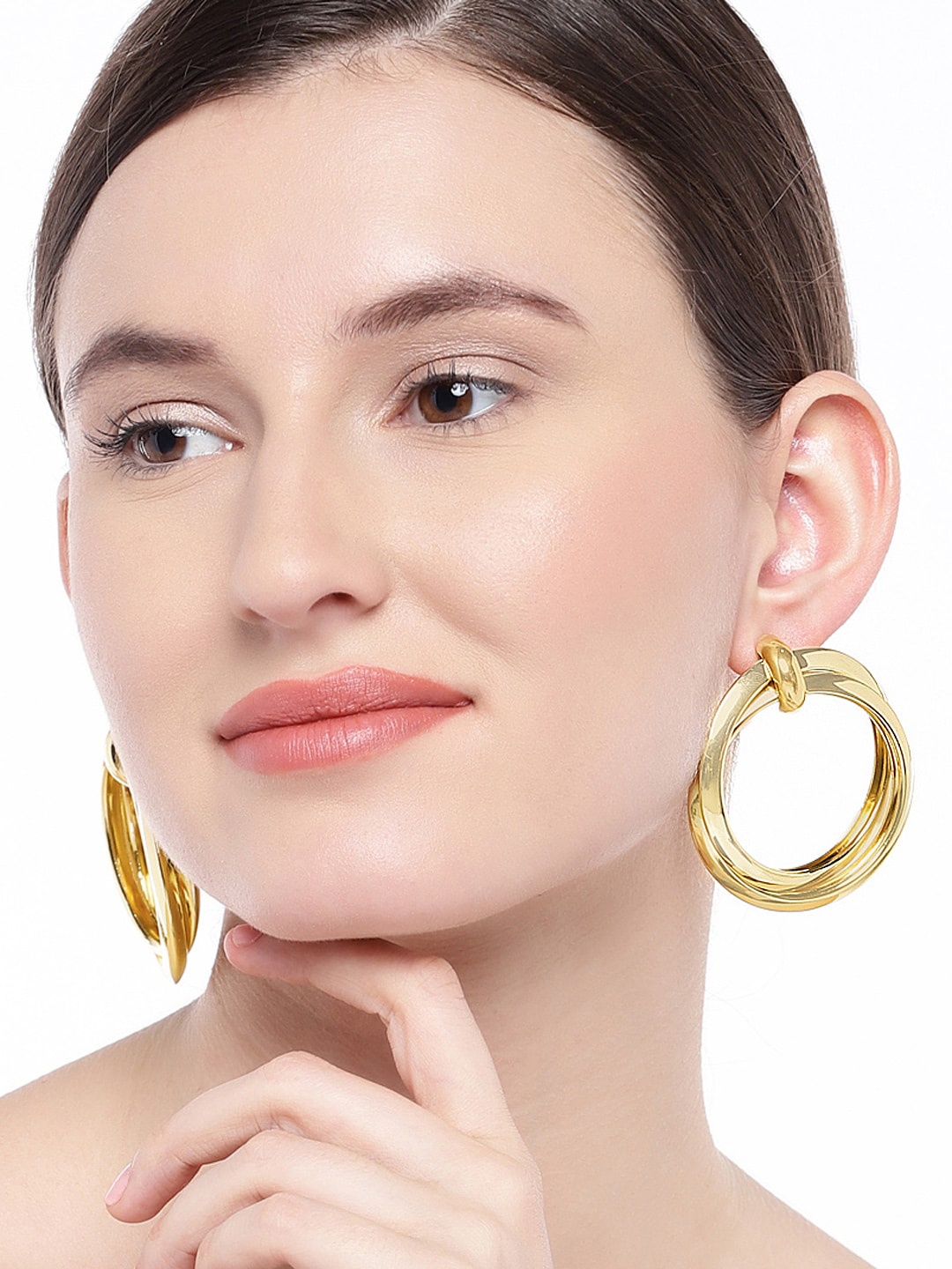 

OOMPH Gold-Toned Contemporary Hoop Earrings