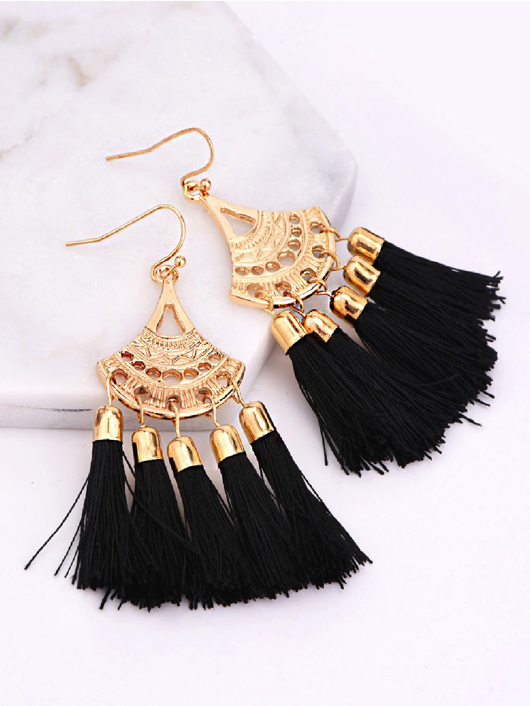 

OOMPH Black Contemporary Drop Earrings