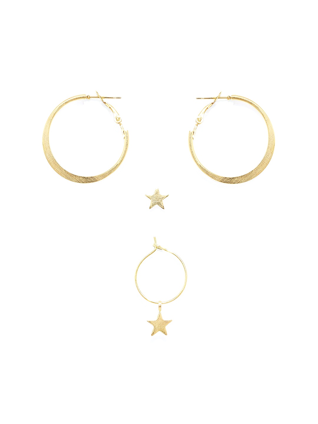 

OOMPH Set Of 2 Gold-Toned Contemporary Studs Earrings