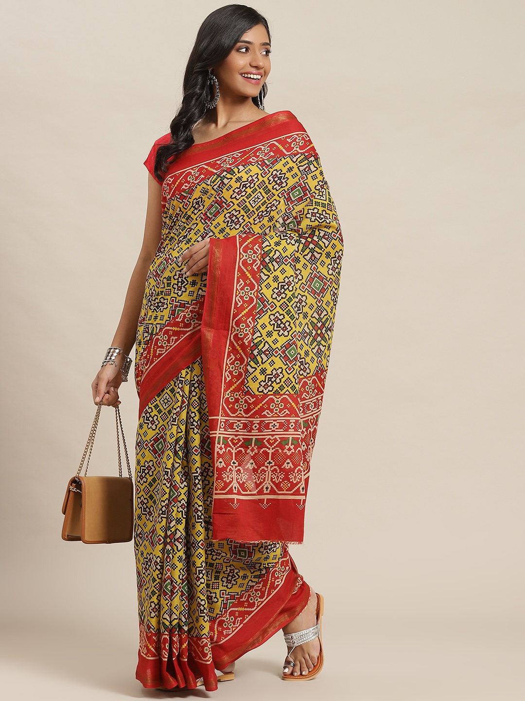 

Libas Yellow & Red Ethnic Motifs Pure Cotton Saree