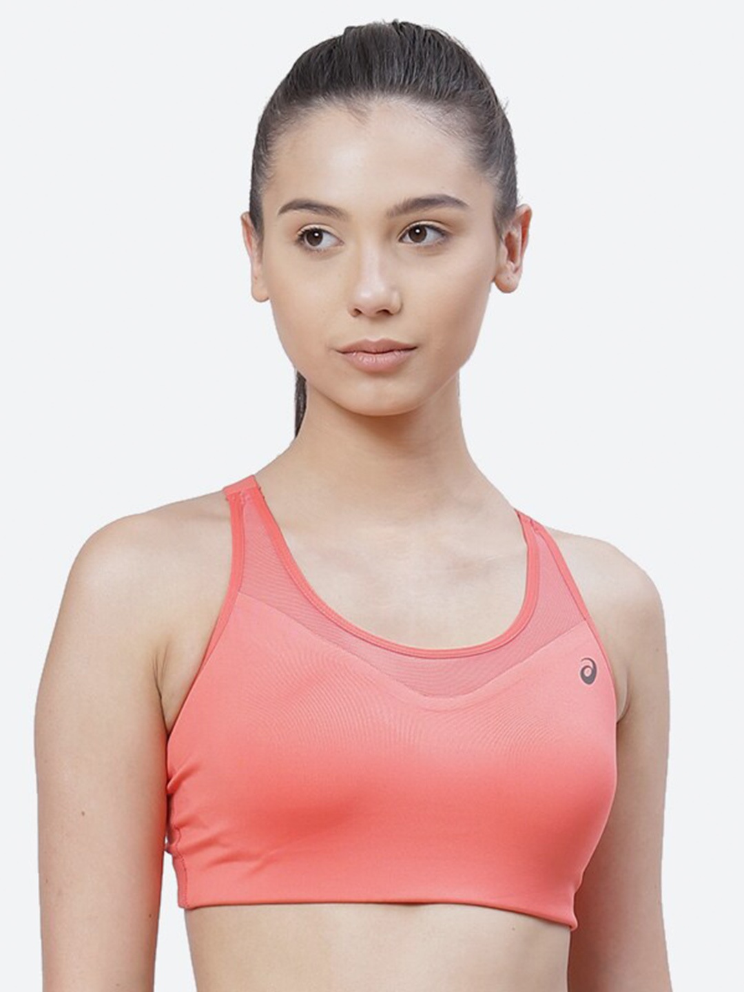 

ASICS Peach-Coloured Accelerate Workout Bra- Seamless Racer Back