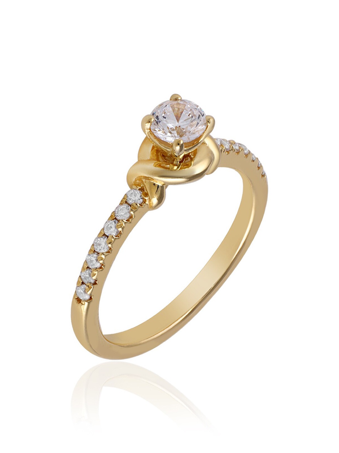 

LA SOULA Gold Plated Cubic Zirconia Stone Studded Finger Ring