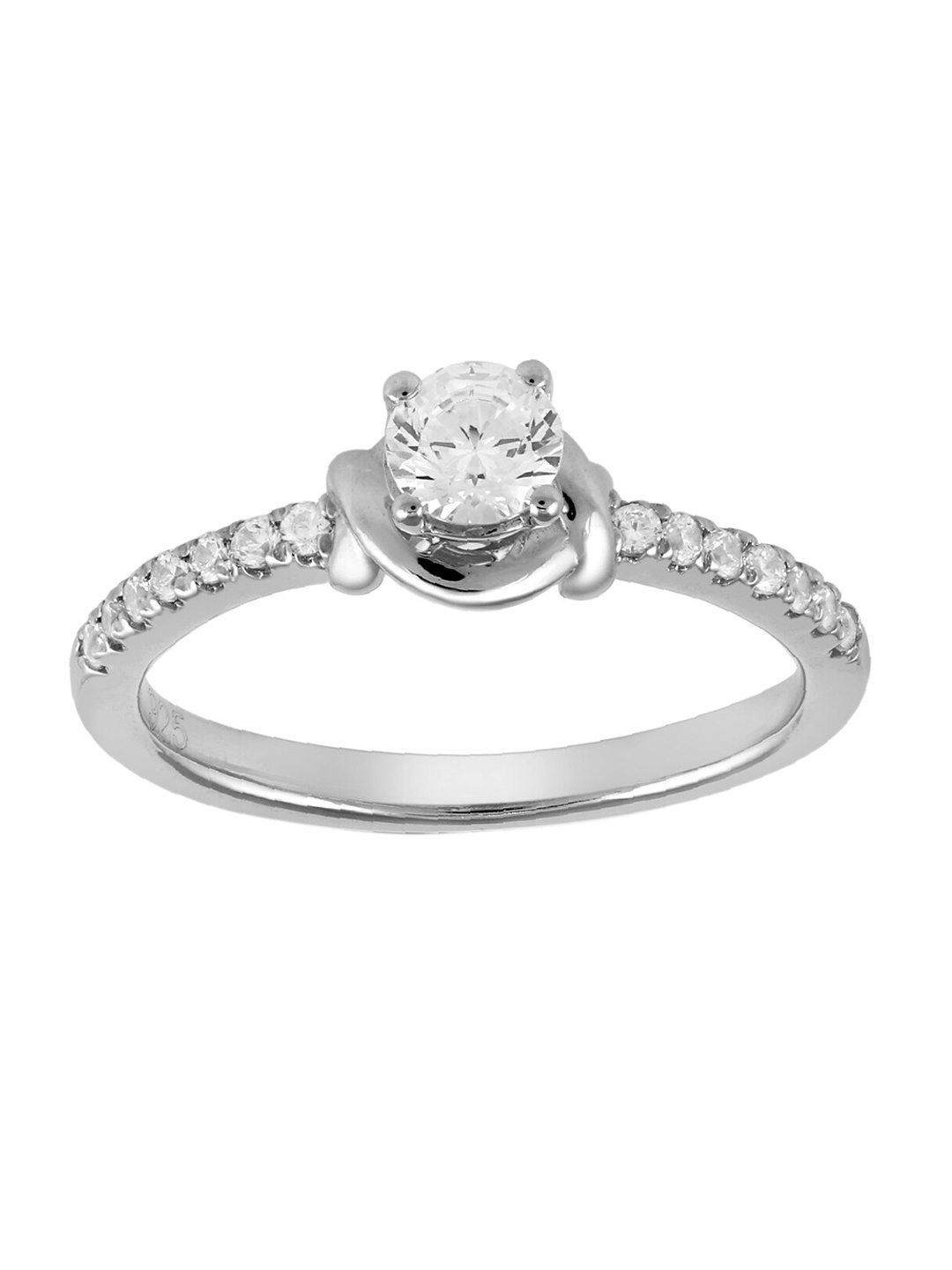 

LA SOULA Women Rhodium-Plated White CZ Studded Finger Ring, Silver