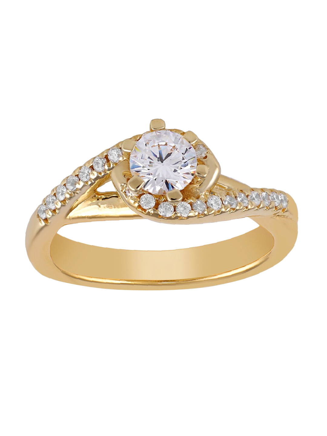 

LA SOULA Women 925 Sterling Silver Cubic Zirconia Ring, Gold