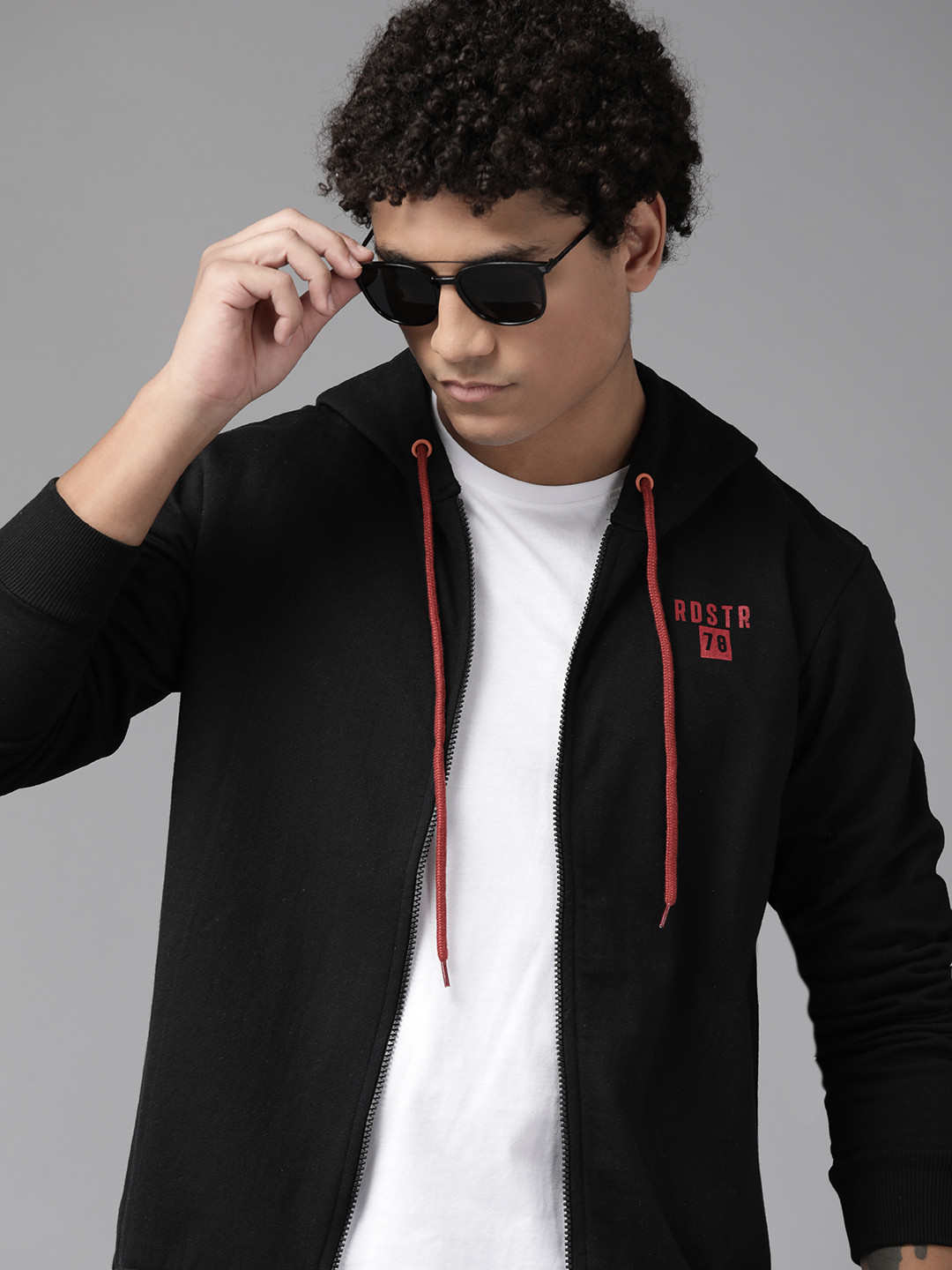 

The Roadster Lifestyle Co. Men Black Solid Hooded Tailored Jacket
