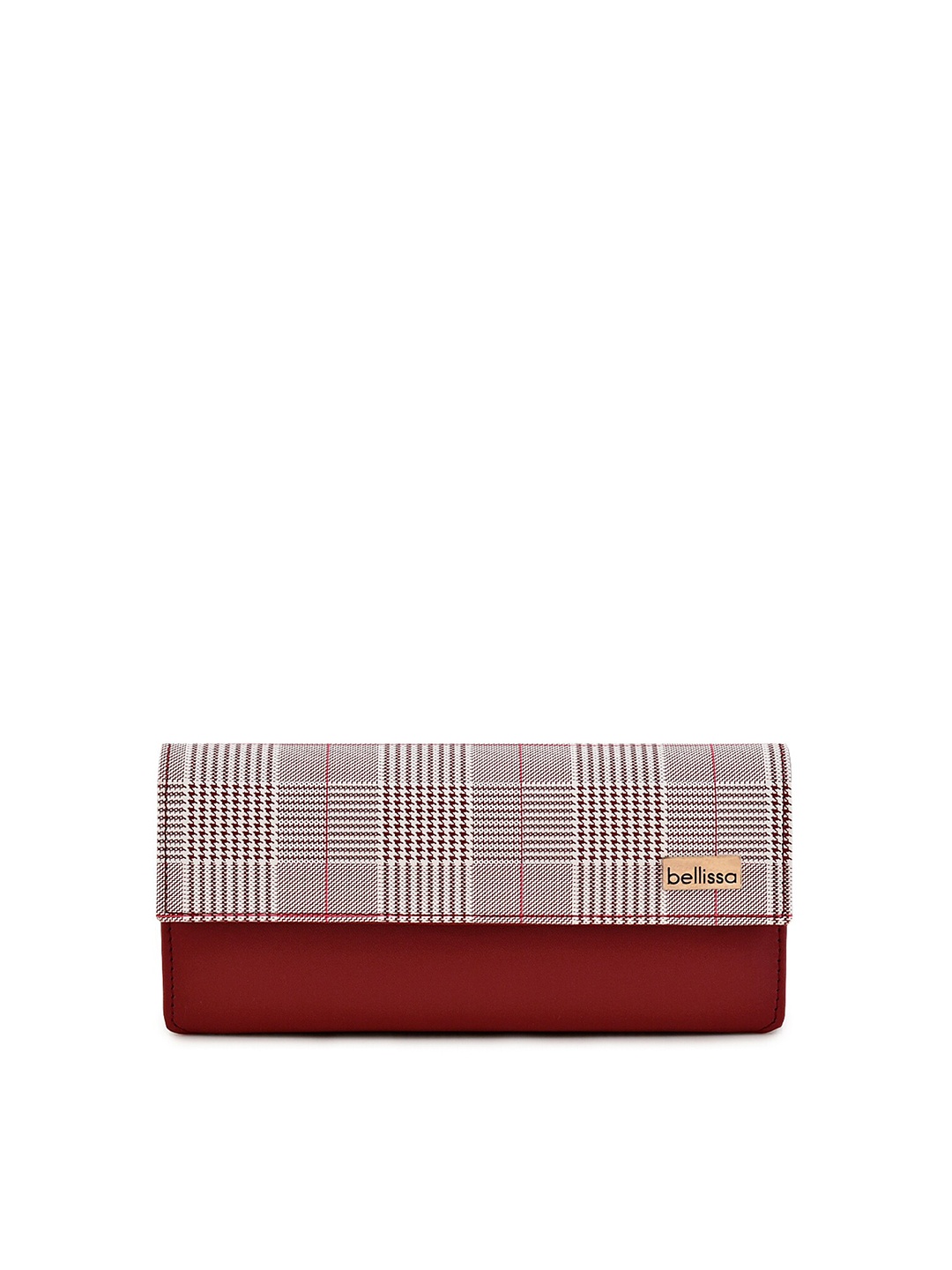 

Bellissa Women Maroon & White Checked PU Three-Fold Wallet