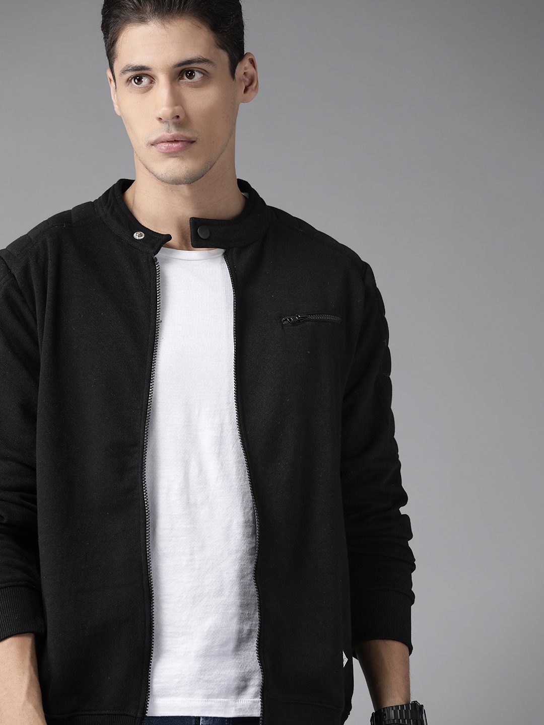 

Roadster Men Black Solid Sweatshirt
