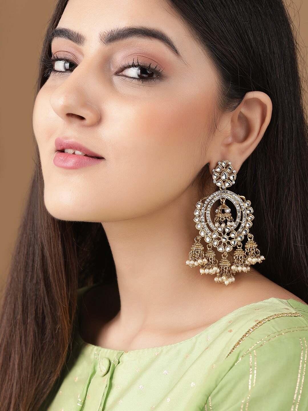 

Rubans Gold-Toned & Gold-Plated Contemporary Drop Earrings