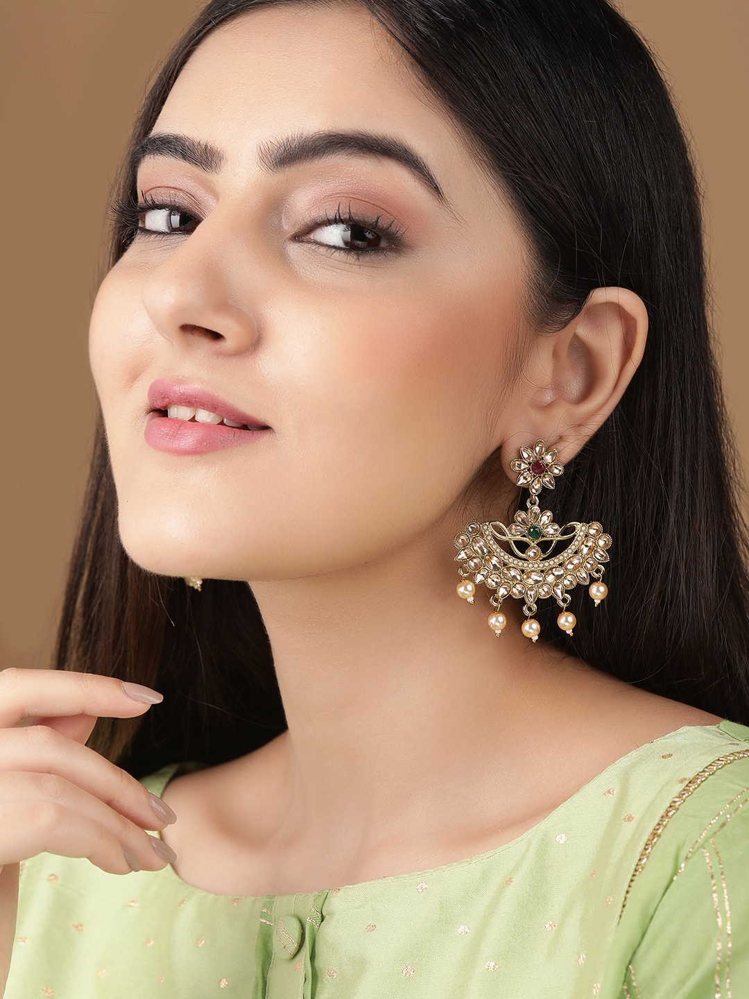 

Rubans Gold Plated Contemporary Chandbalis Earrings
