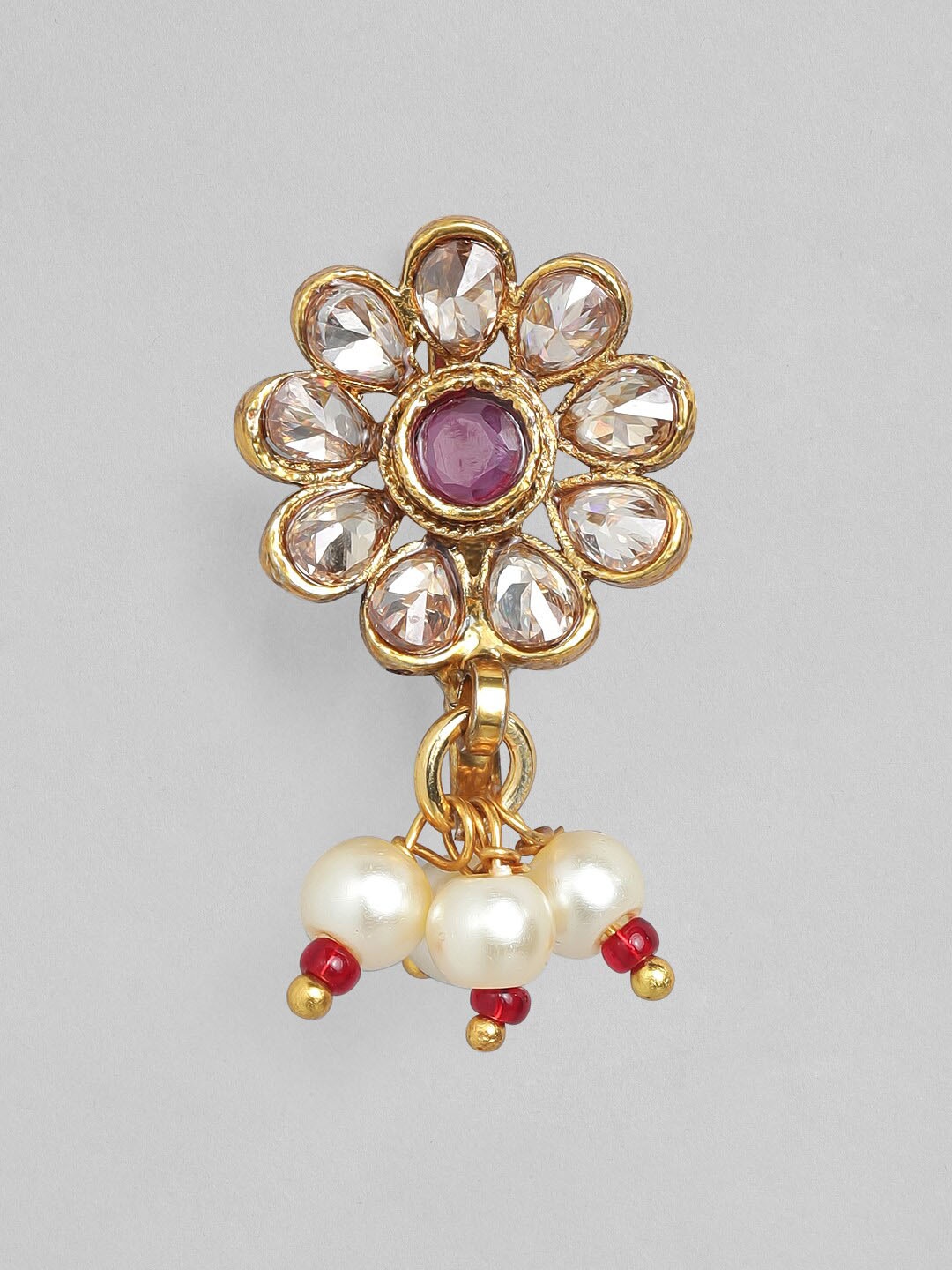 

Rubans Gold Plated Handcrafted Artificial Stones & Beads Kundan Nose Pin