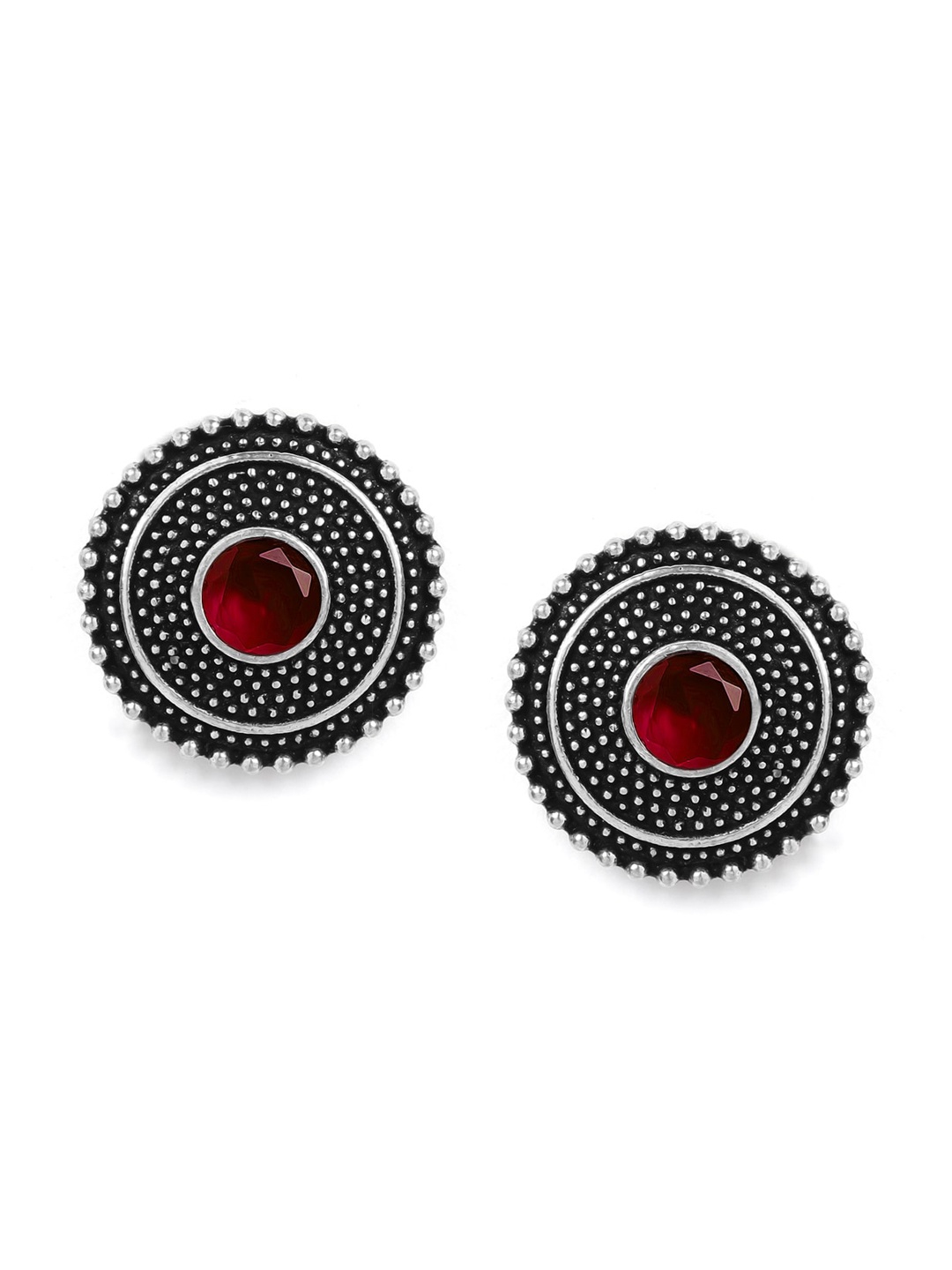 

Rubans Silver-Plated Silver-Toned Circular Studs Earrings