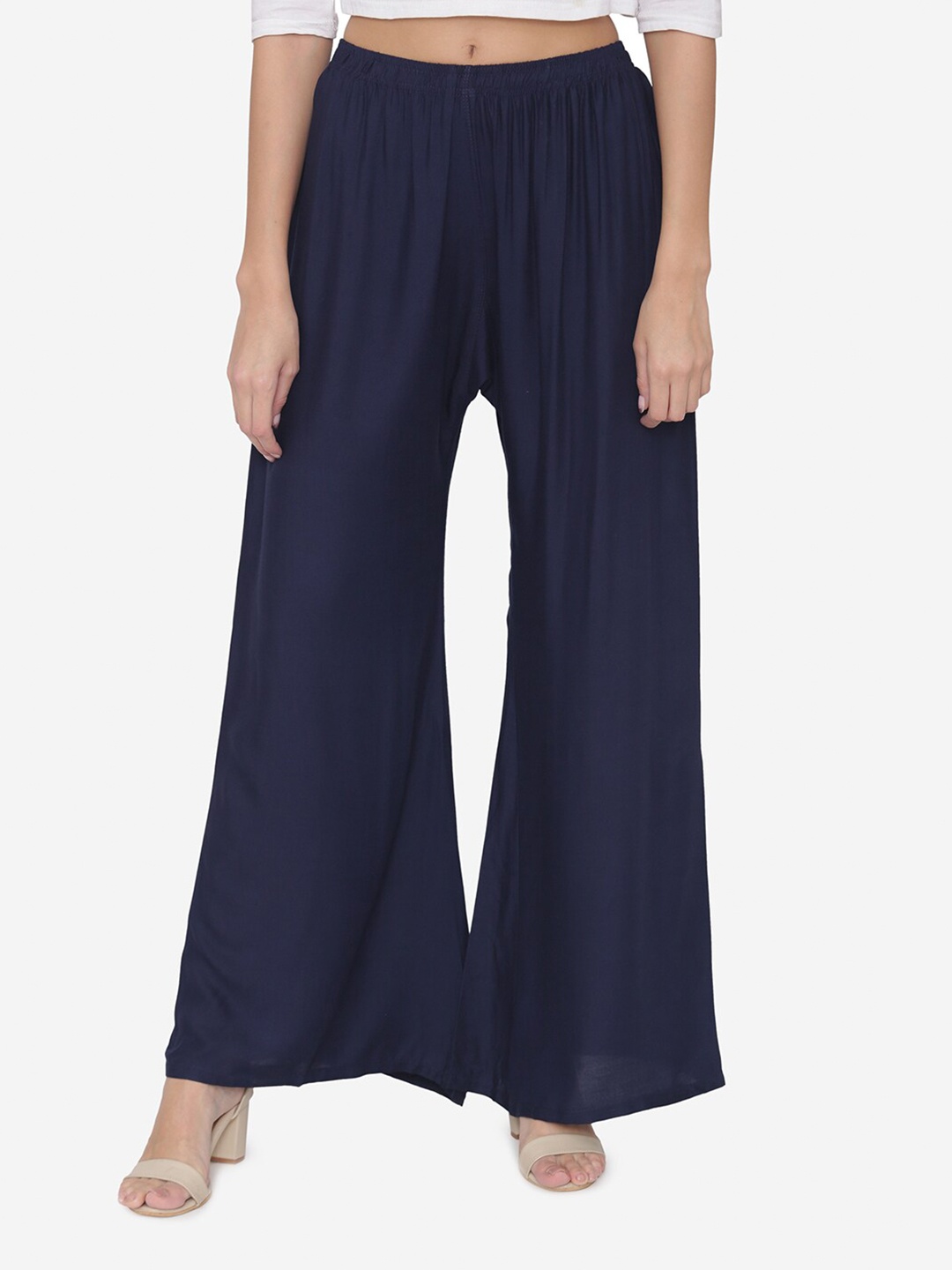

N-Gal Women Navy Blue Knitted Palazzos