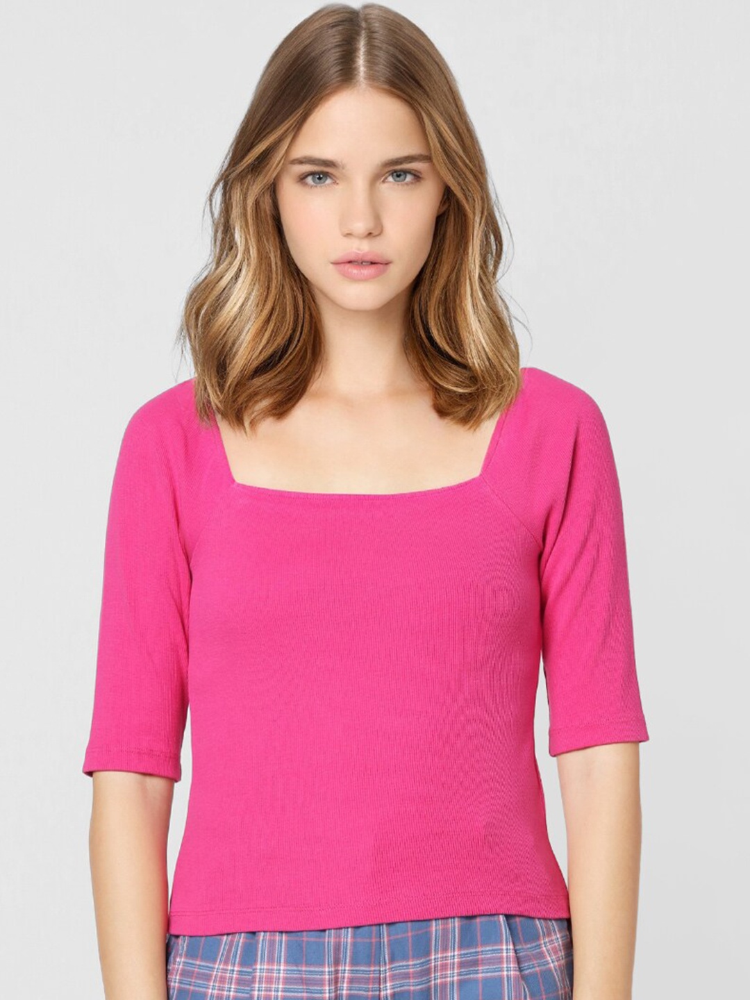 

ONLY Women Pink Solid Knitted T-shirt