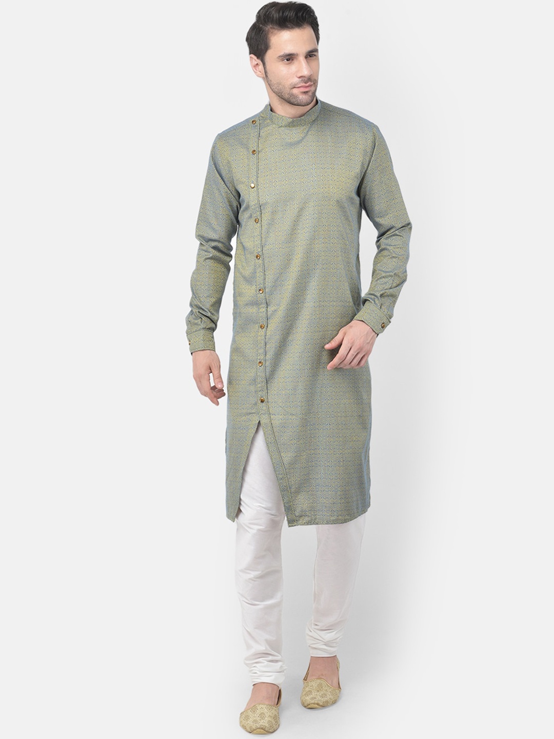 

TABARD Men Blue & Yellow Printed Cotton Kurta