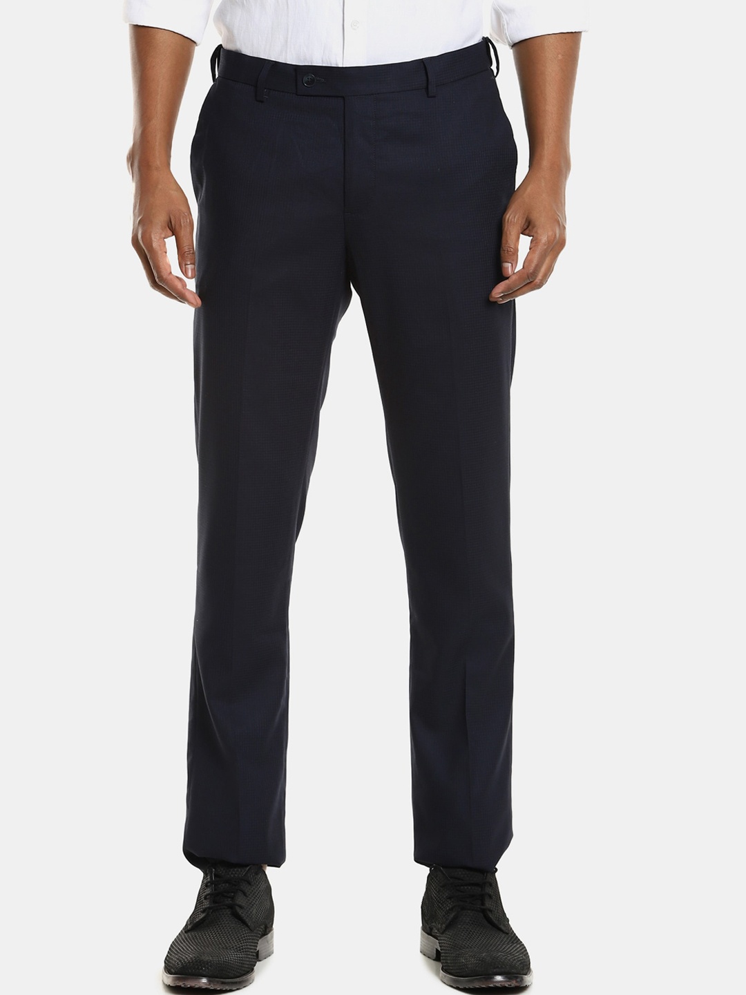 

Arrow Men Blue Textured Formal Trousers