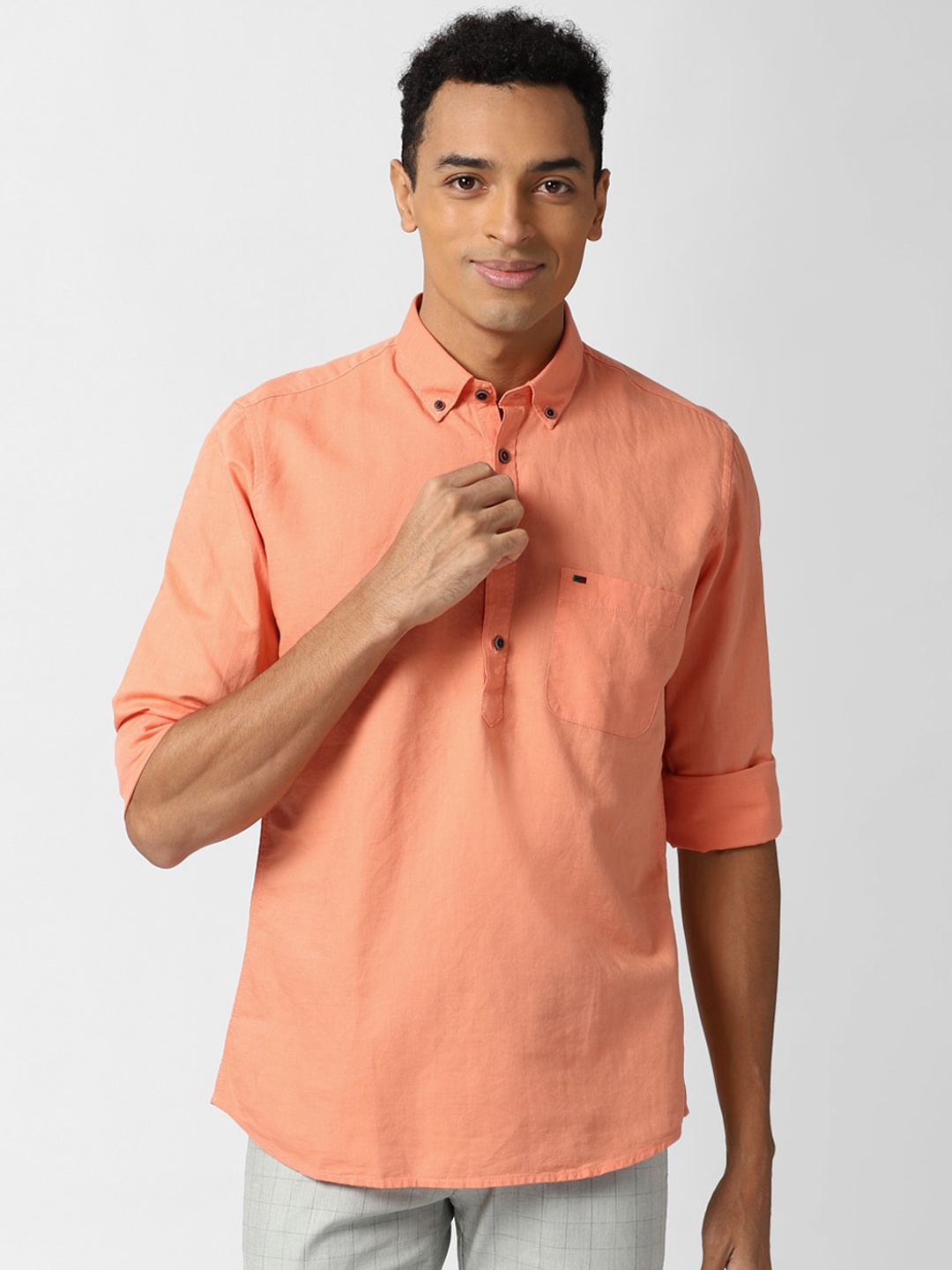 

Peter England Casuals Men Orange Slim Fit Casual Shirt