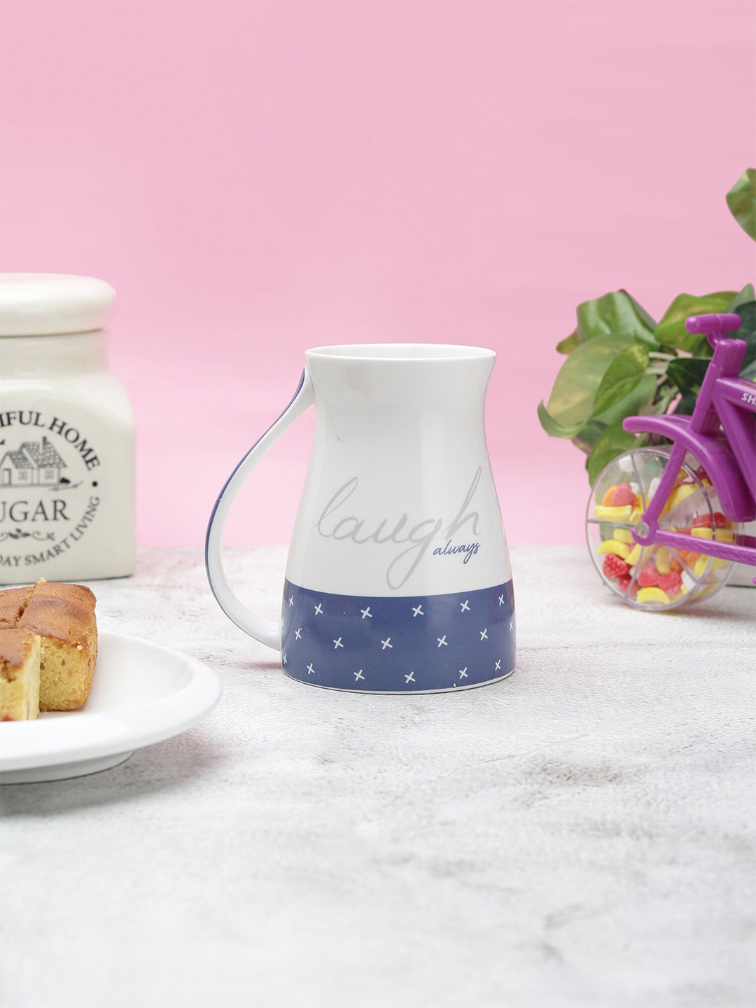 

JCPL White & Blue Text or Slogans Printed Ceramic Glossy Mug
