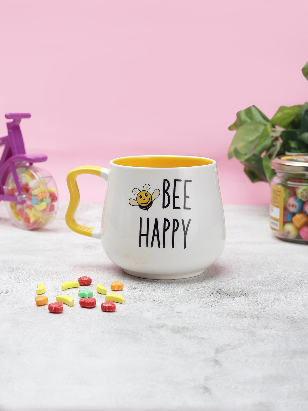 

JCPL White & Yellow Text or Slogans Printed Ceramic Glossy Mug