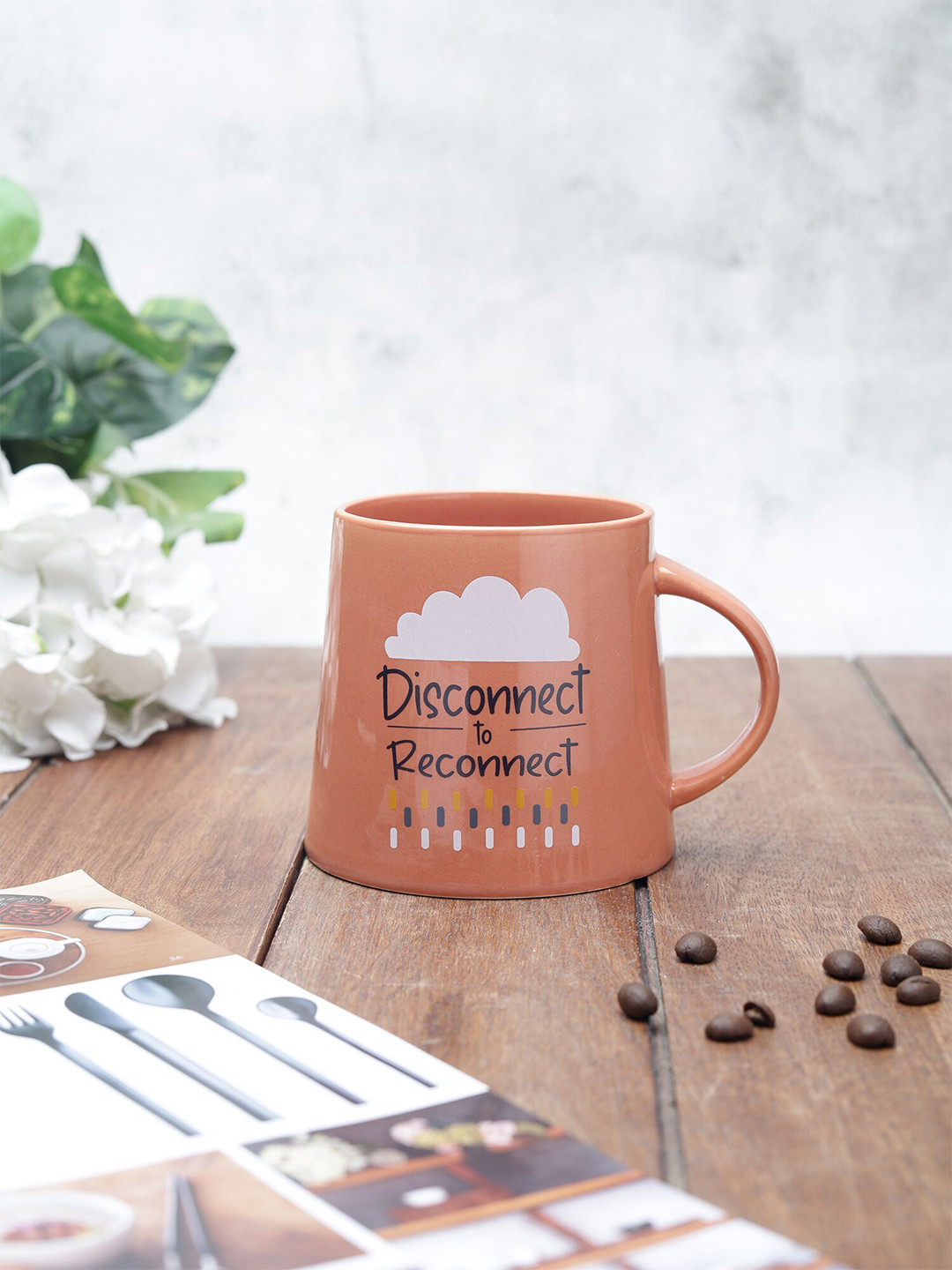 

JCPL Brown & White Printed Ceramic Glossy Mug