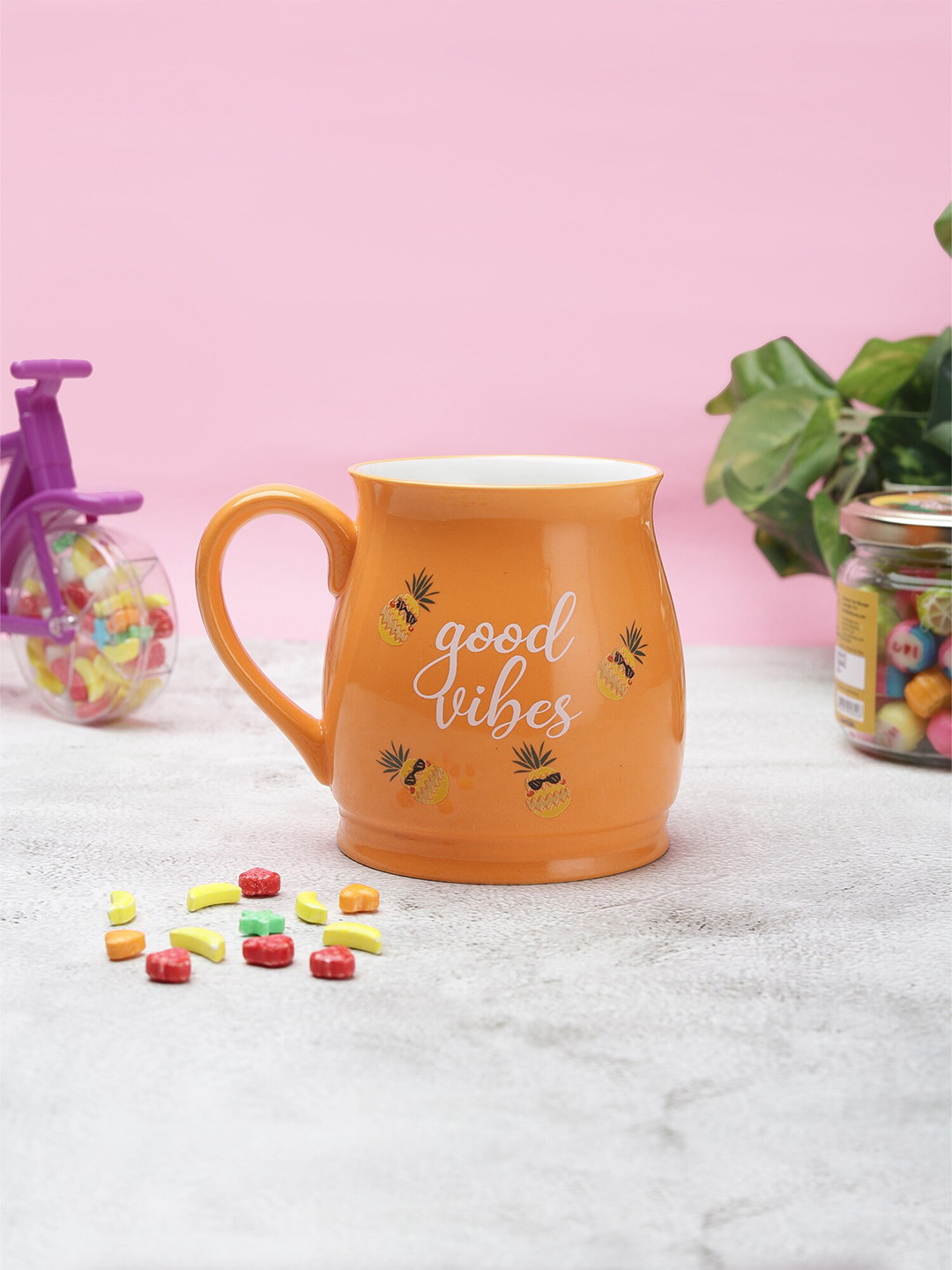 

JCPL Brown Floral Printed Ceramic Glossy Mug
