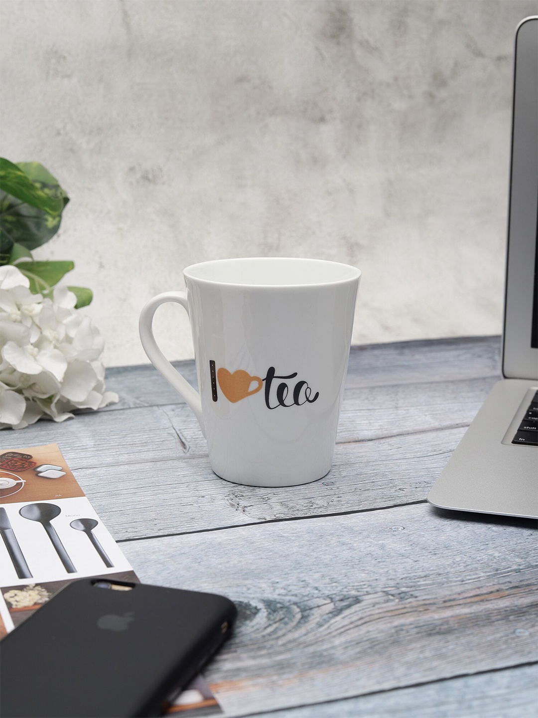 JCPL White Floral Printed Ceramic Glossy Mug