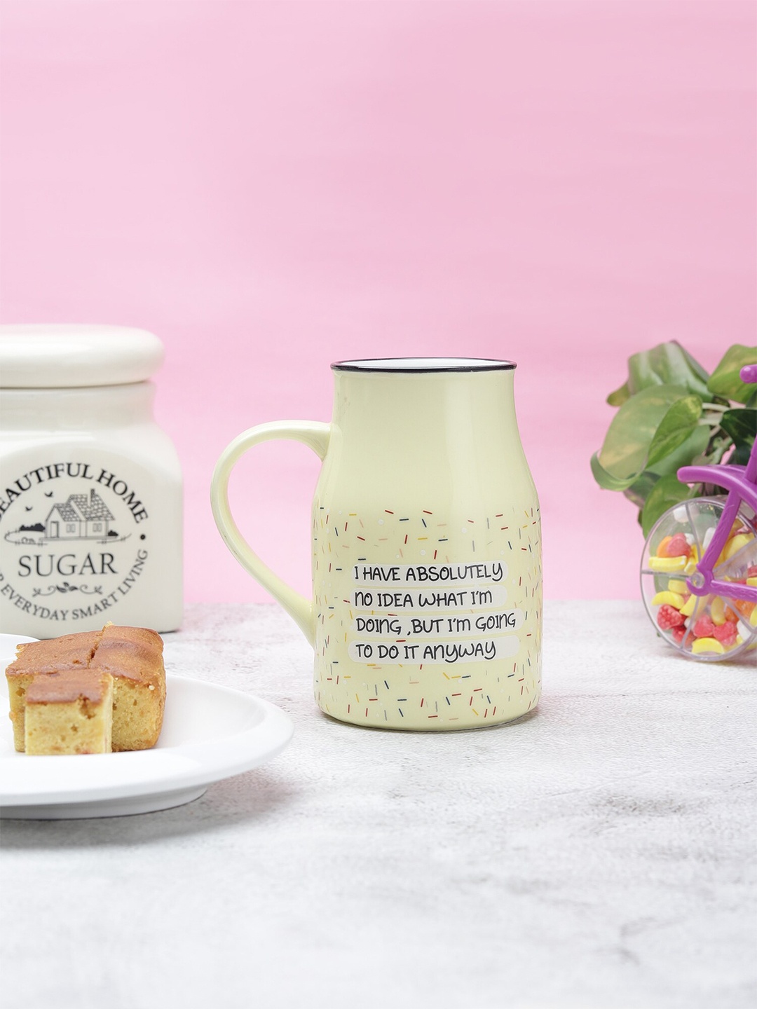 

JCPL Cream-Coloured Text or Slogans Printed Ceramic Glossy Mug