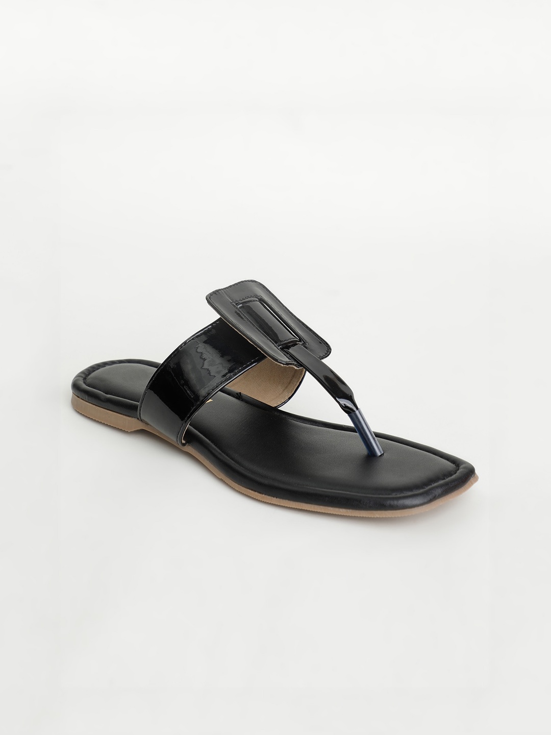 

Vishudh Women Black T-Strap Flats