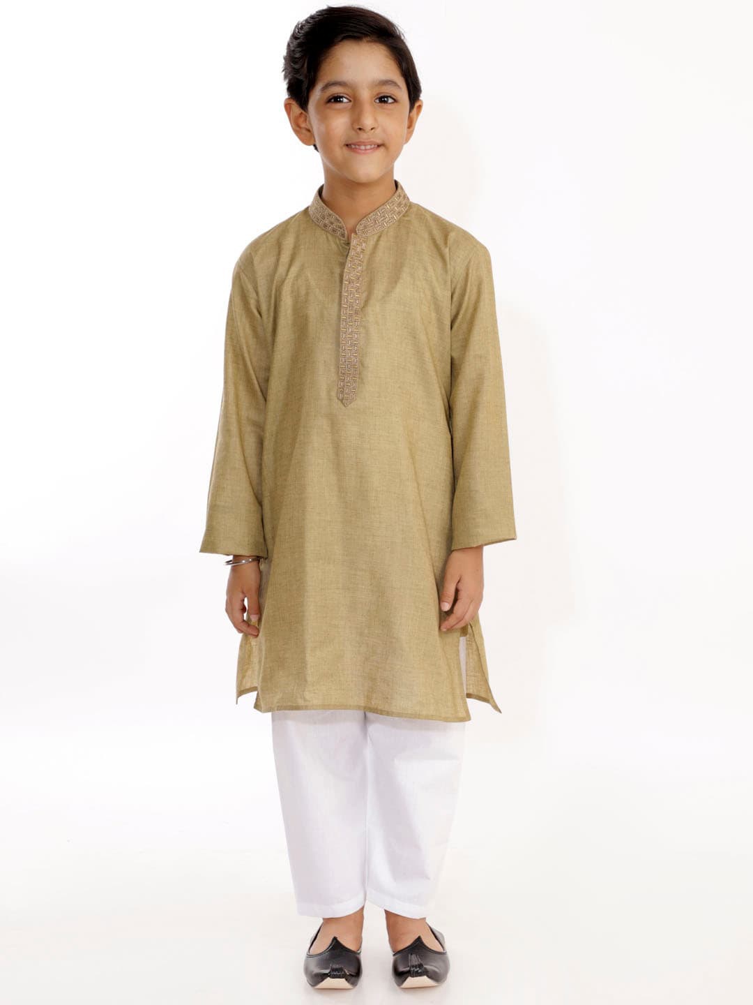 

YK Boys Green Angrakha Kurta with Pyjamas