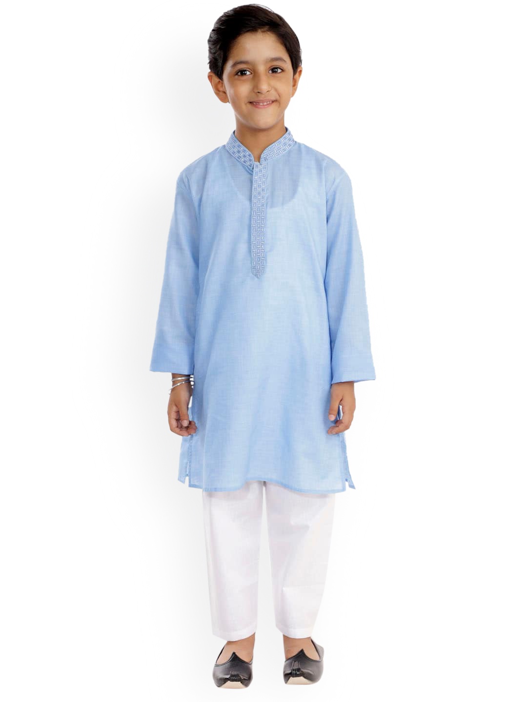 

YK Boys Blue & White Regular Kurta with Pyjamas